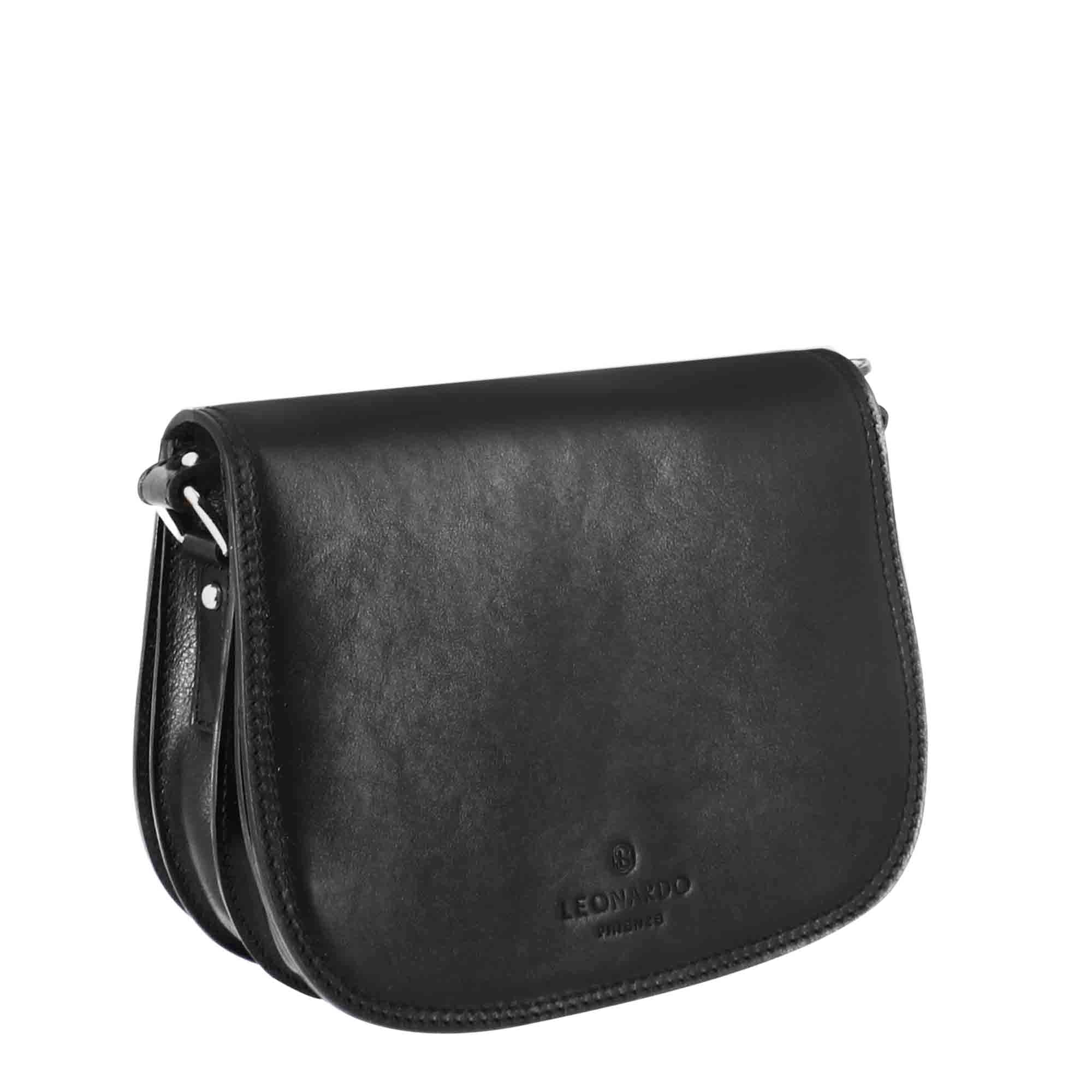 Leonardo Shoes Essential Borsa Donna Pelle Nero Tracolla Media