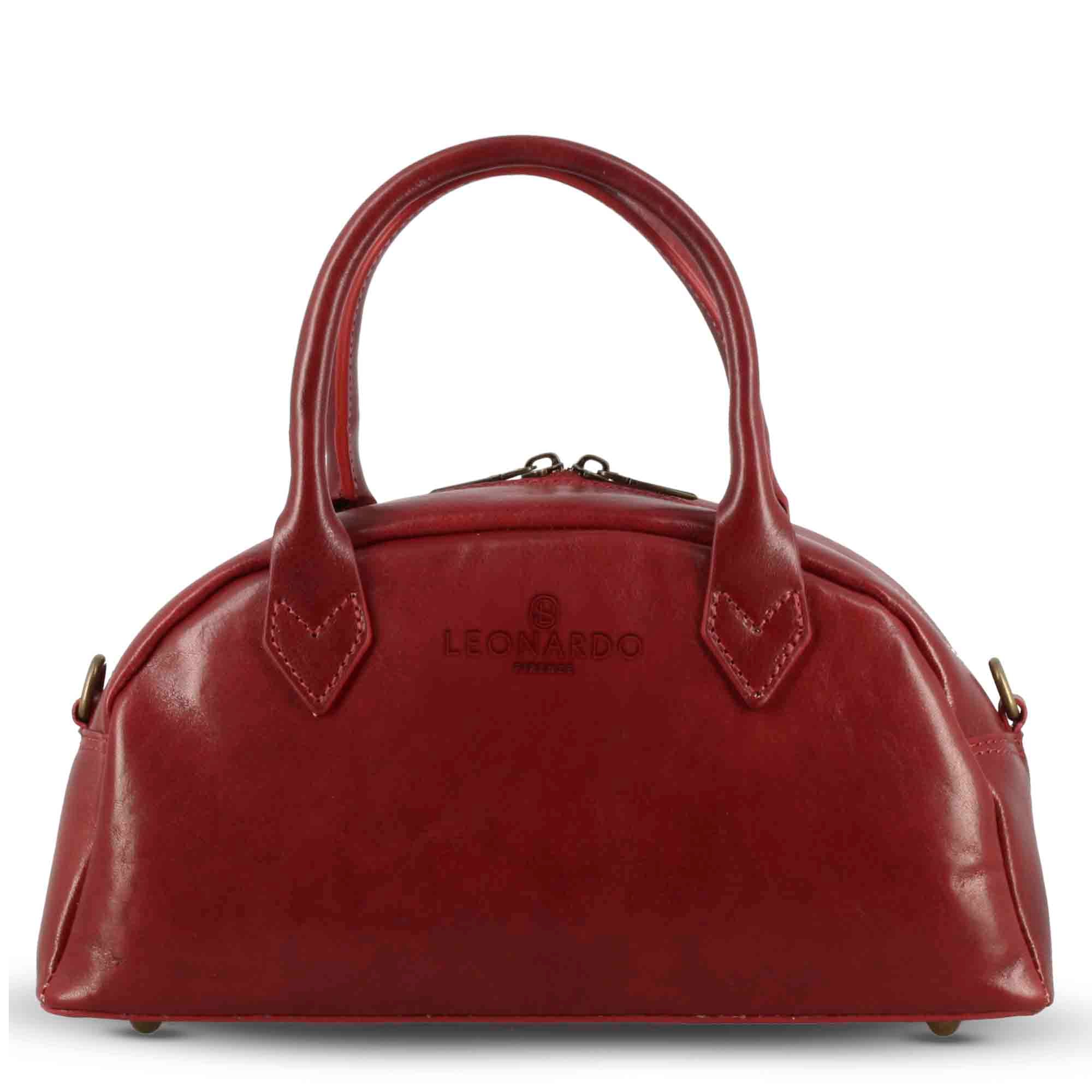 Leonardo Shoes Tulia Bauletto Pelle Rosso Borsa a Mano Donna