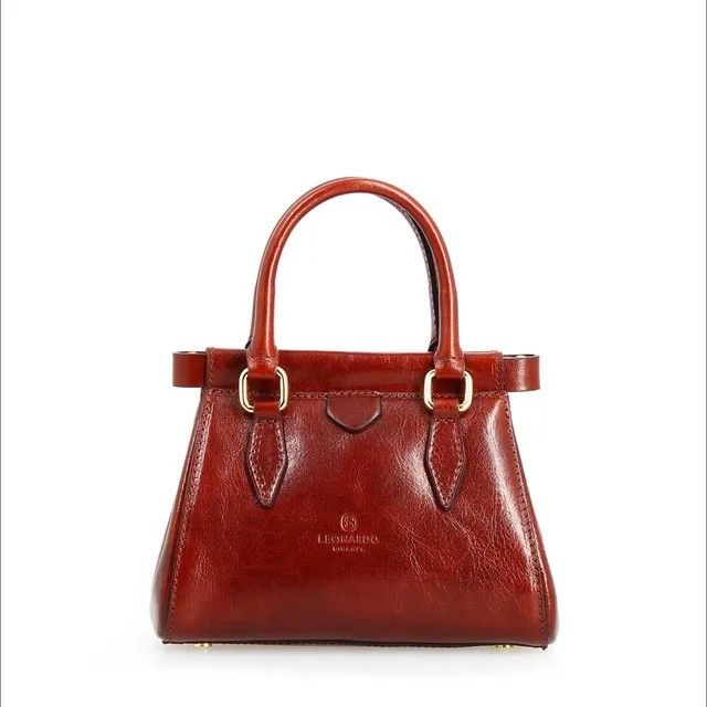 Leonardo Shoes Fiorenza borsetta mano pelle marrone tracolla