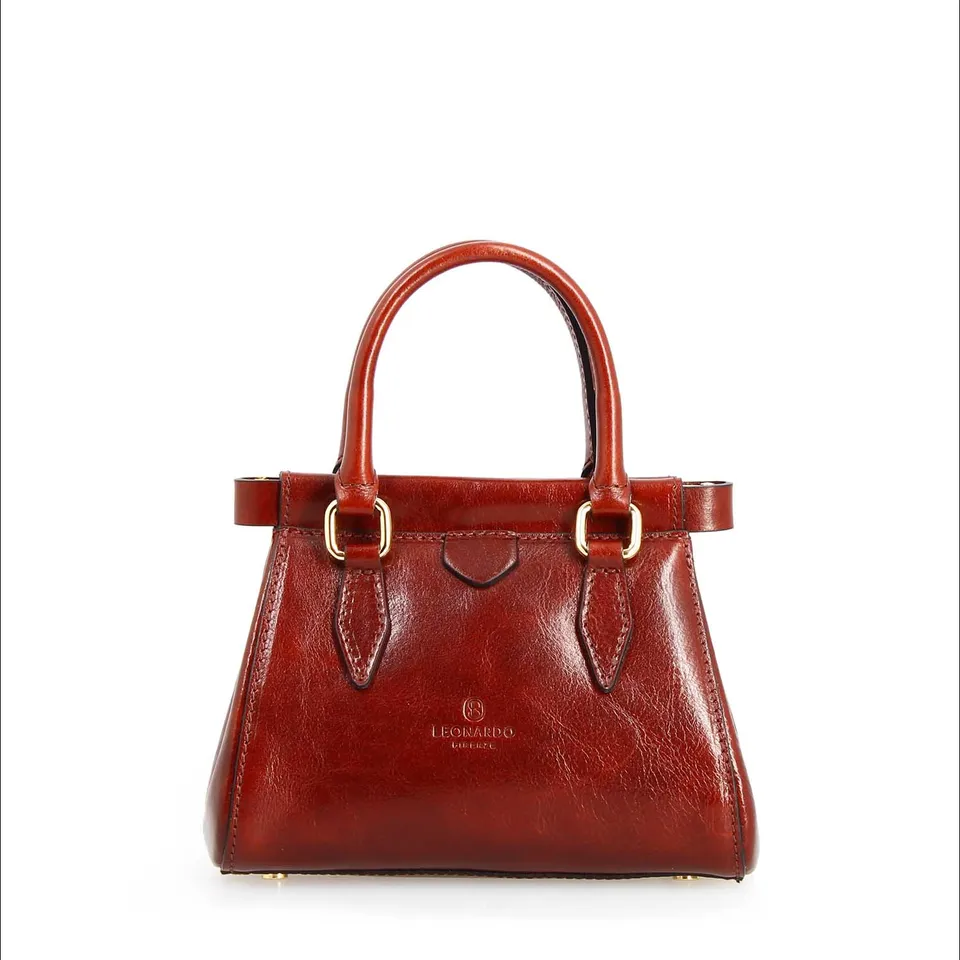 Leonardo Shoes Fiorenza borsetta mano pelle marrone tracolla