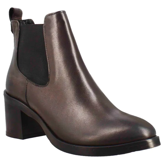Leonardo Shoes Stivali Donna Chelsea pelle marrone scuro tacco 5 cm