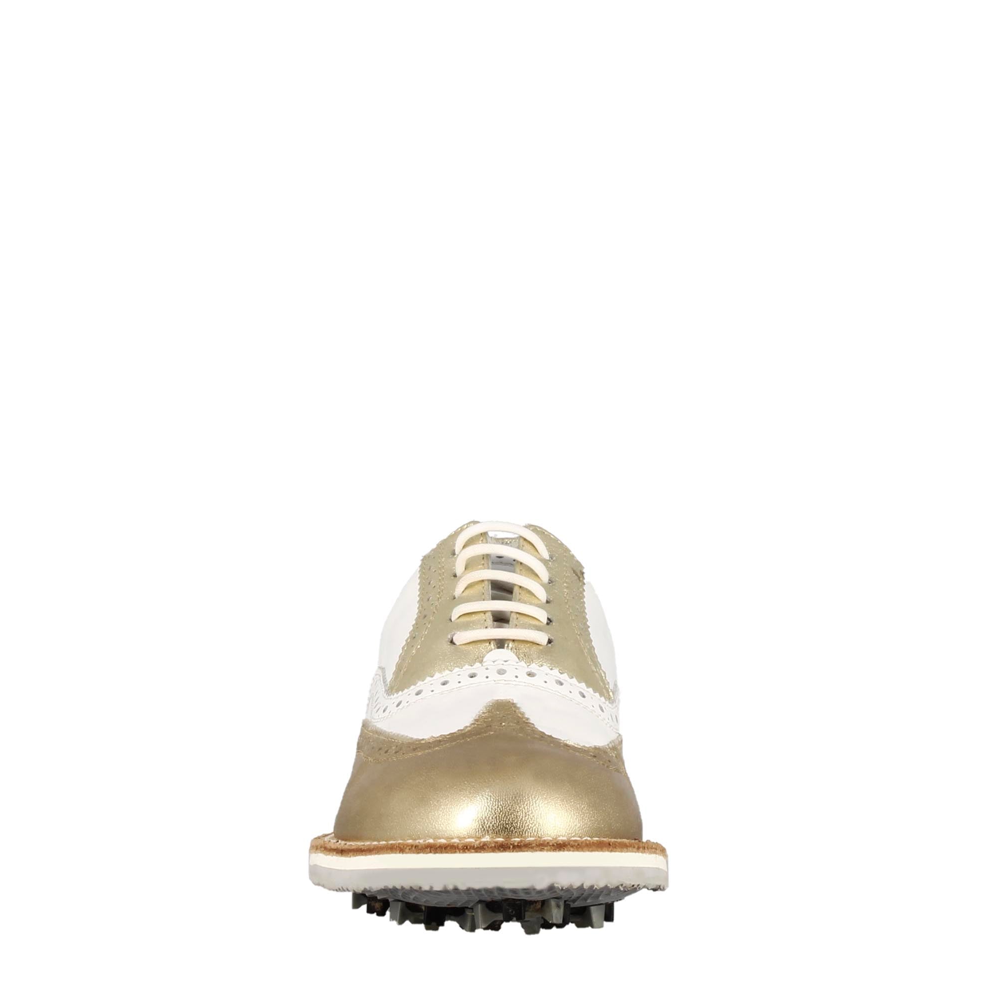 Leonardo Shoes Golf Scarpe da Golf Oro Bianco Pelle Dettagli Oro