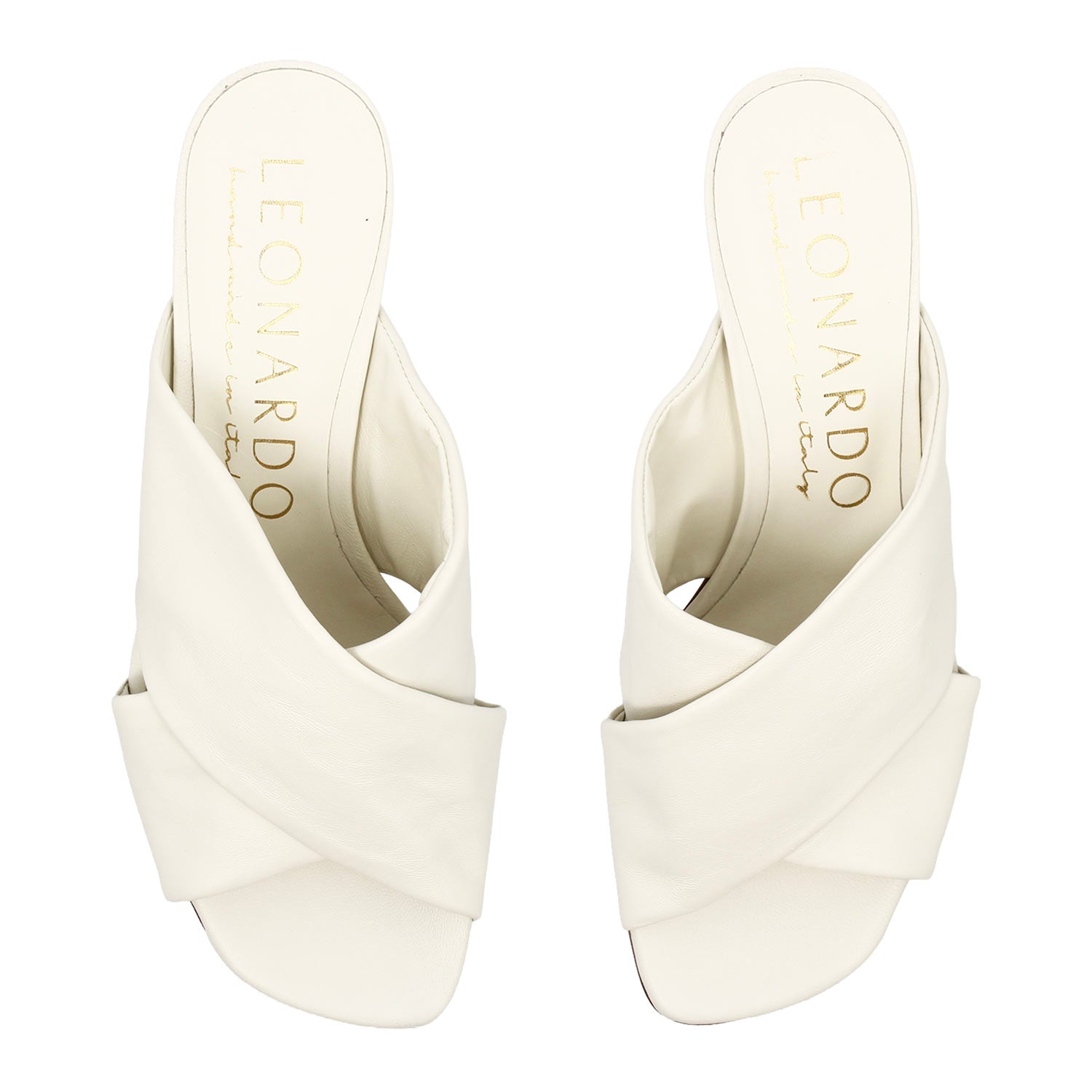 Leonardo Shoes Antiochia mules donna pelle bianco tacco 5 cm