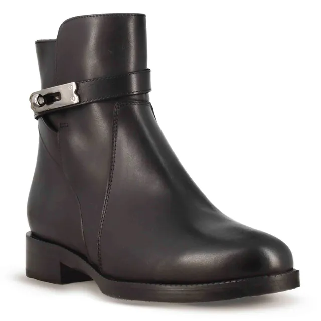 Leonardo Shoes Stivali Donna Stivaletto Pelle Nero con Fibbia