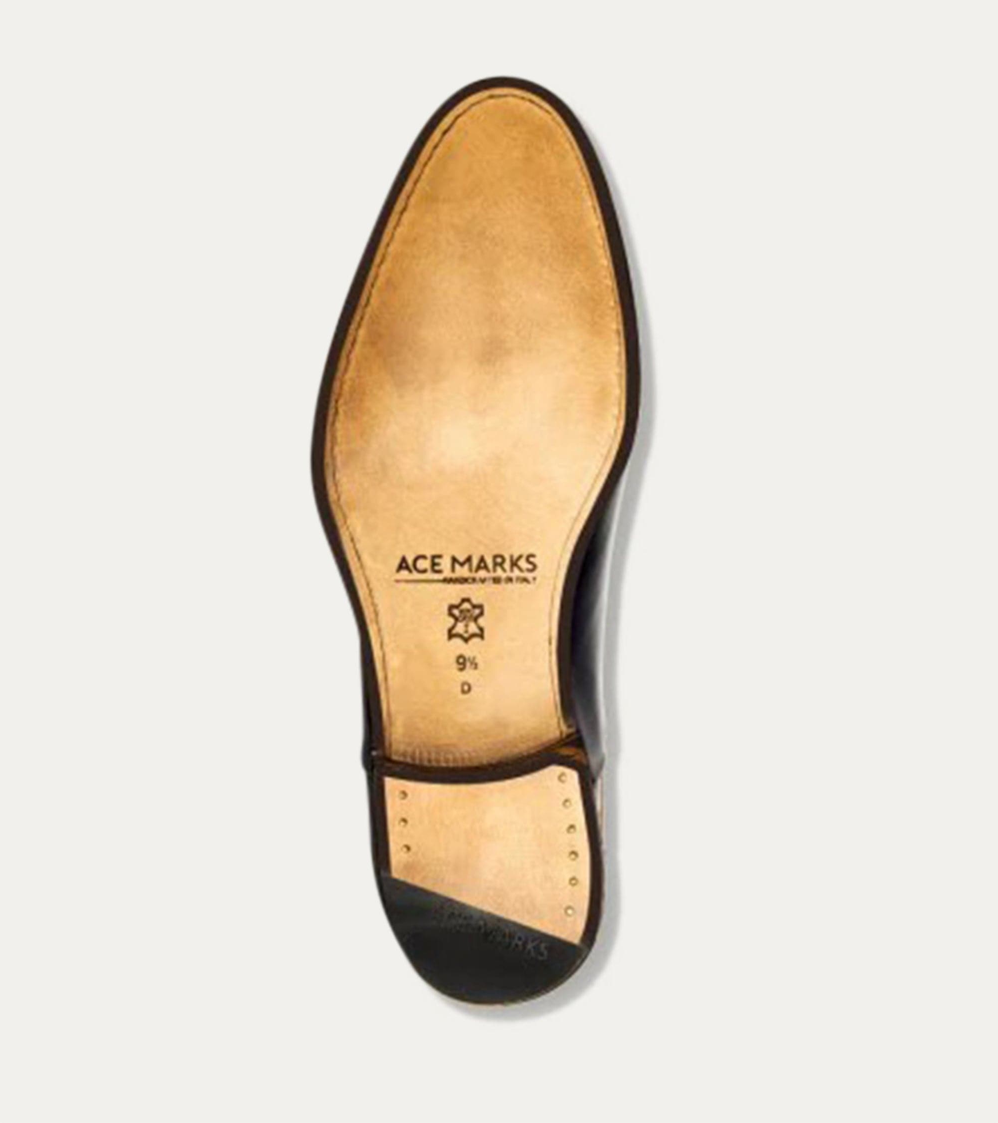 Ace Marks Griffin oxford uomo pelle nera punta cappuccio
