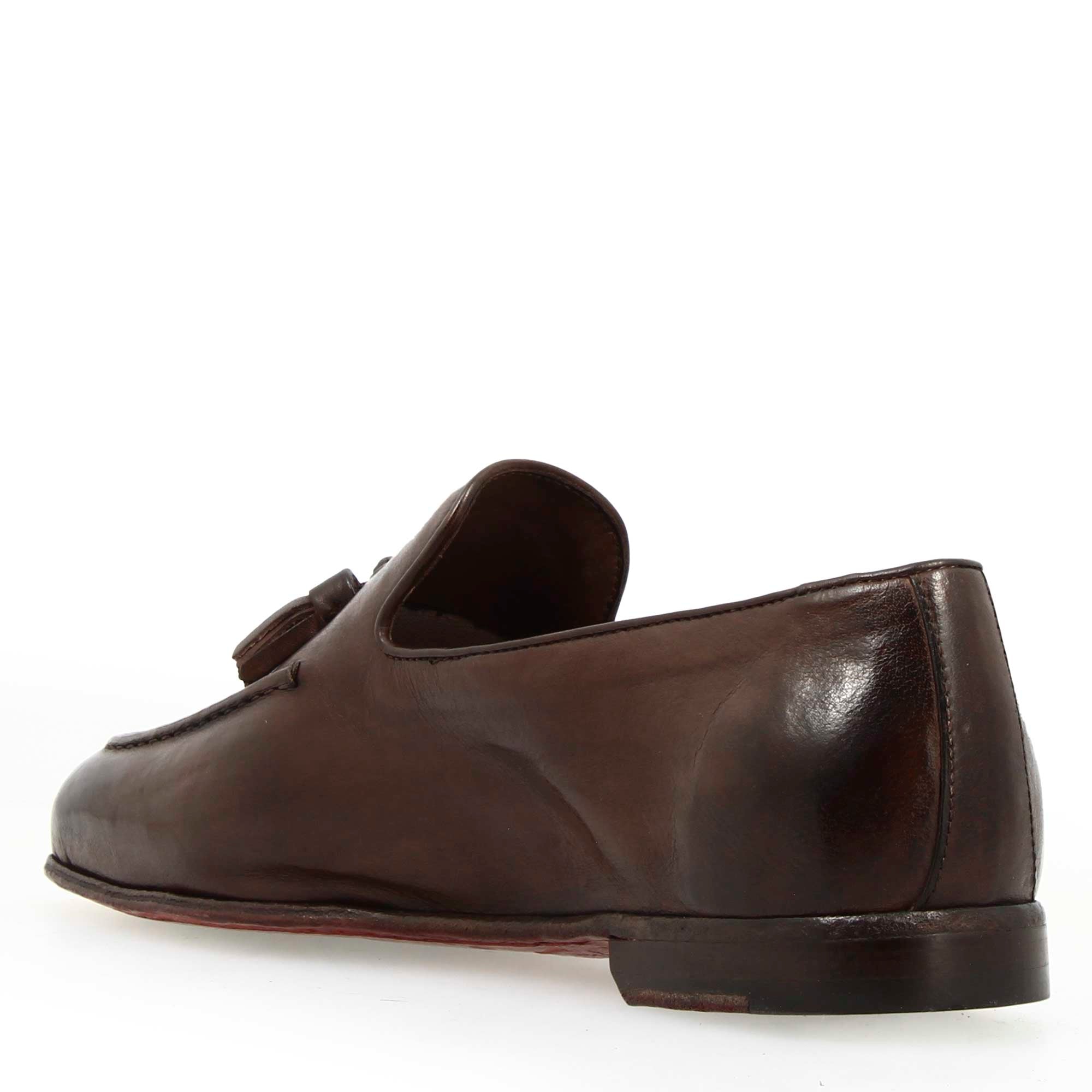 Leonardo Shoes Cavour Mocassino Uomo Pelle Marrone Scuro