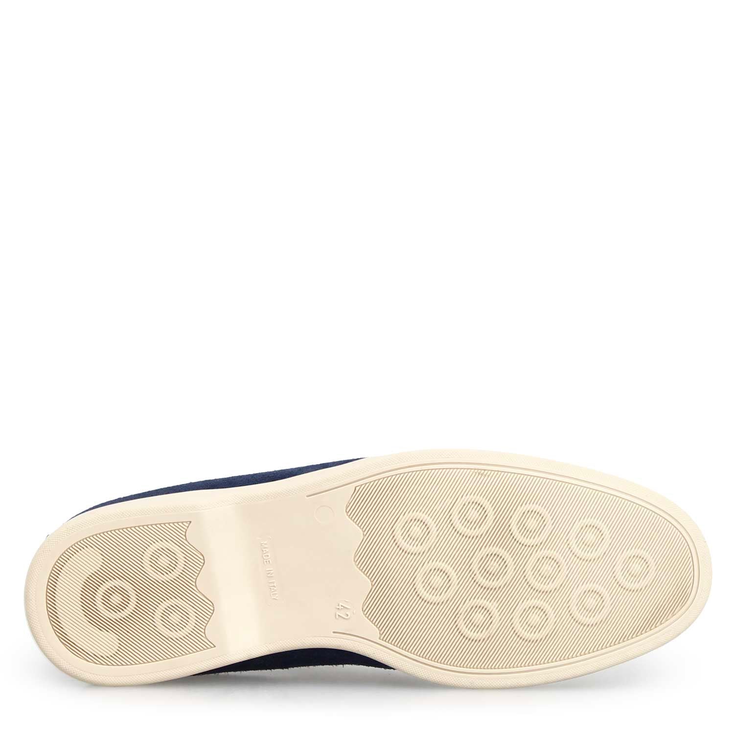 Leonardo Shoes Elite Mocassino Alto Camoscio Blu Navy