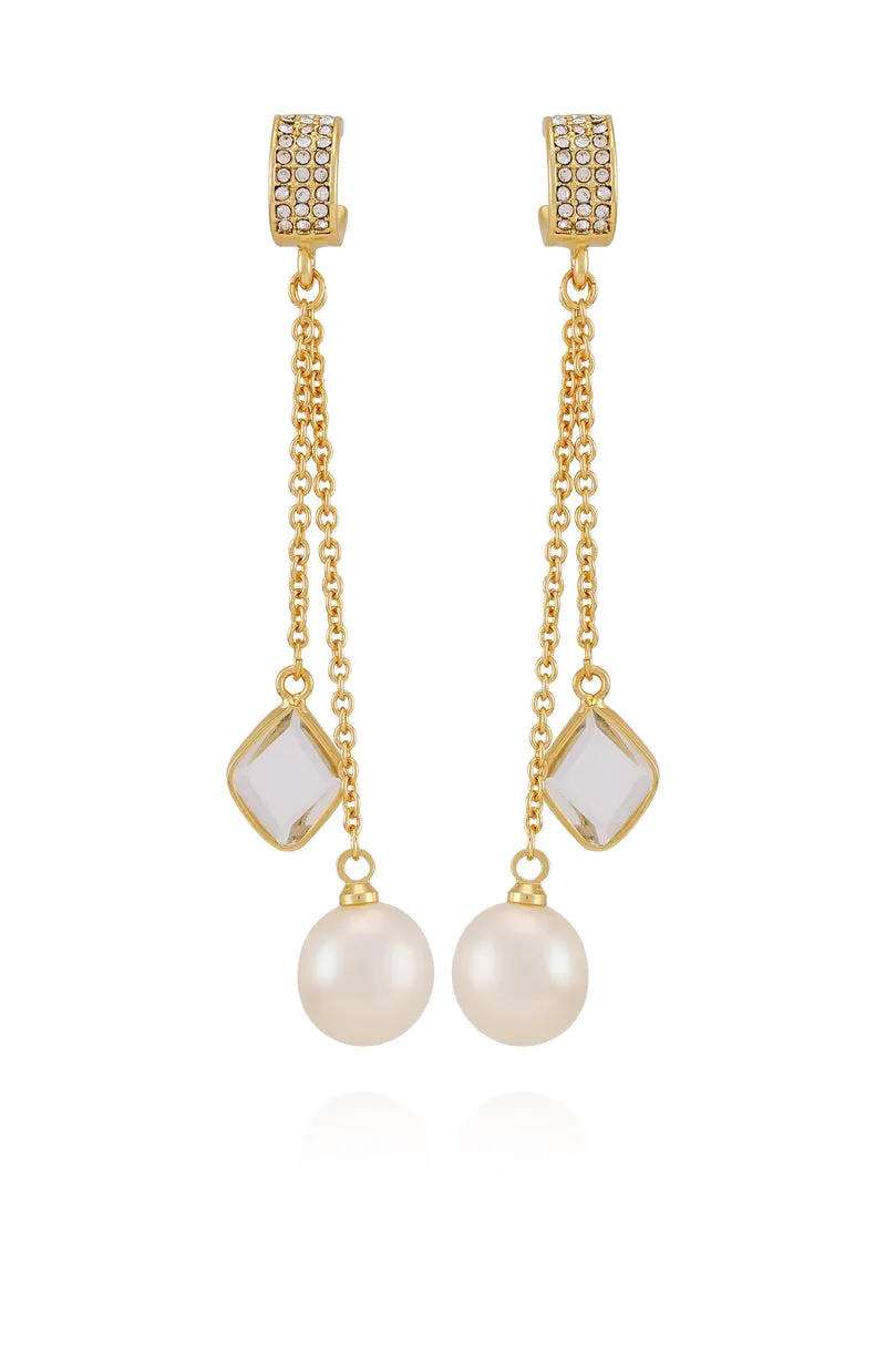 Vince Camuto orecchini oro perla cristallo goccia