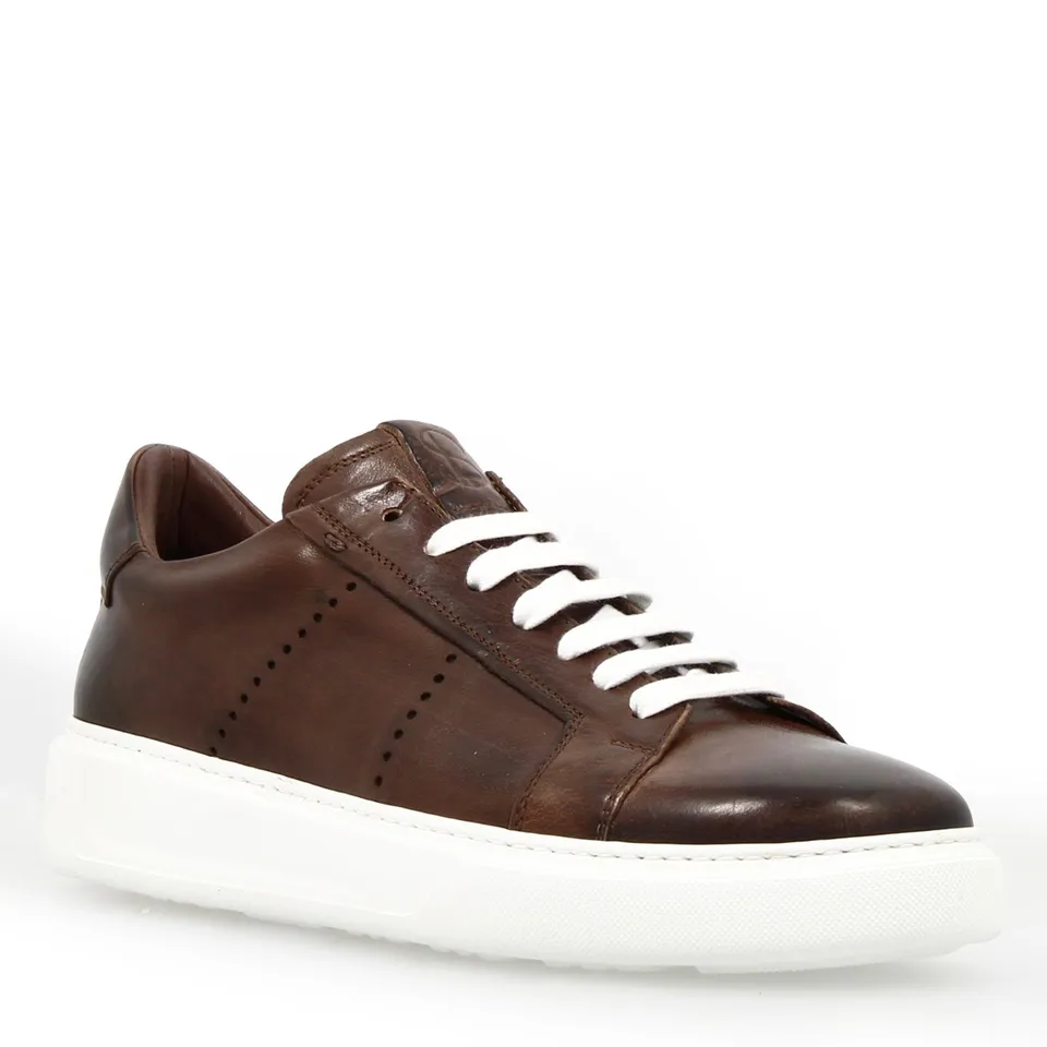 Leonardo Shoes Florentino sneakers uomo pelle marrone