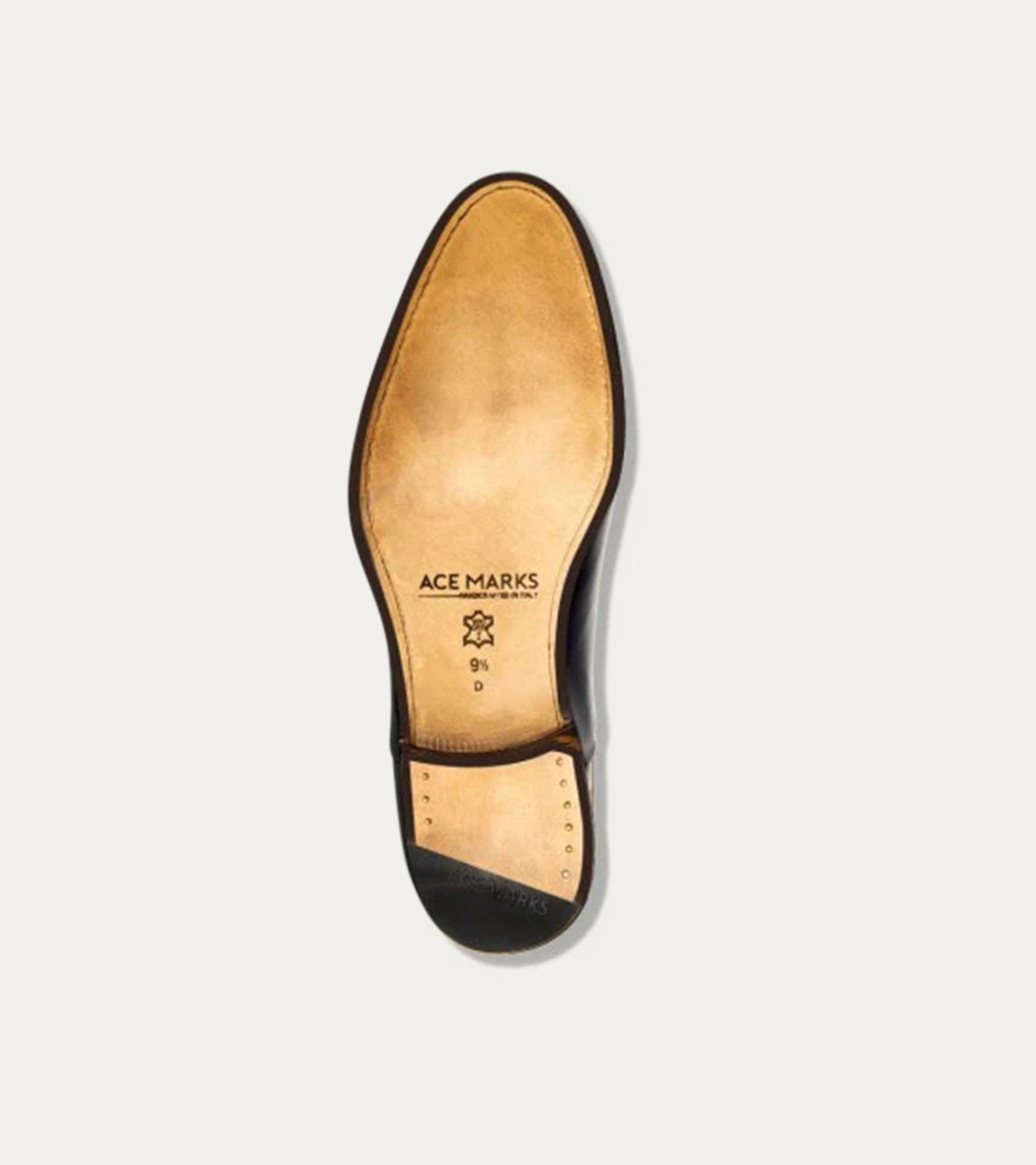 Ace Marks Vincent derby uomo pelle nera wingtip brogue