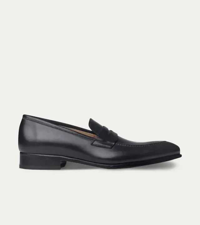 Ace Marks Greg Penny Loafer mocassini uomo neri pelle