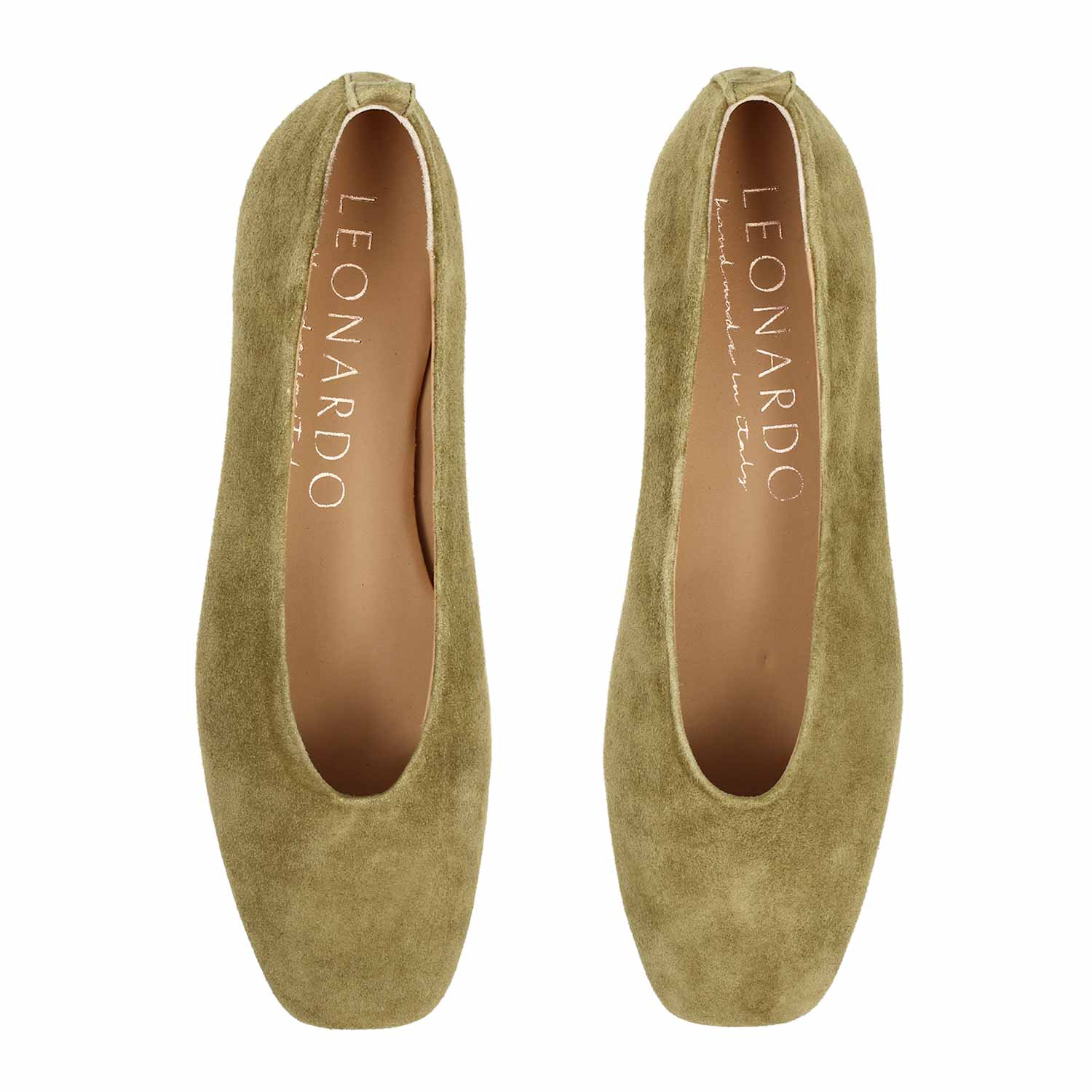 Leonardo Shoes Venere ballerine donna verde camoscio