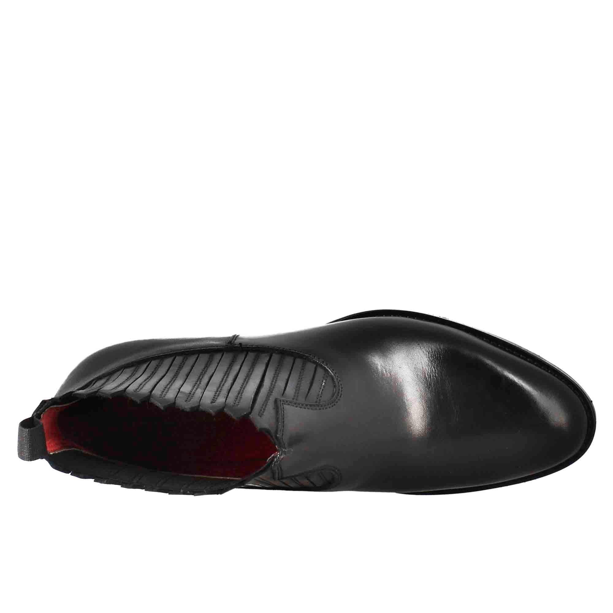 Leonardo Shoes Stivaletti Chelsea Donna Pelle Nero Elastici Blake