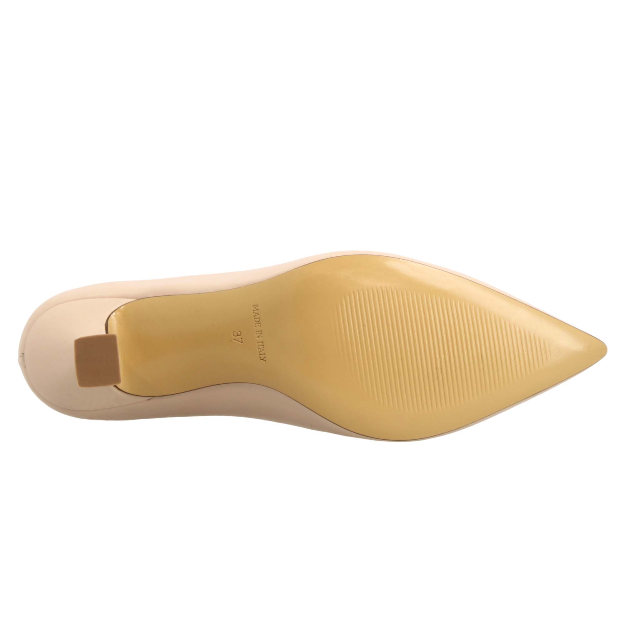 Leonardo Shoes décolleté donna pelle beige tacco 5 cm