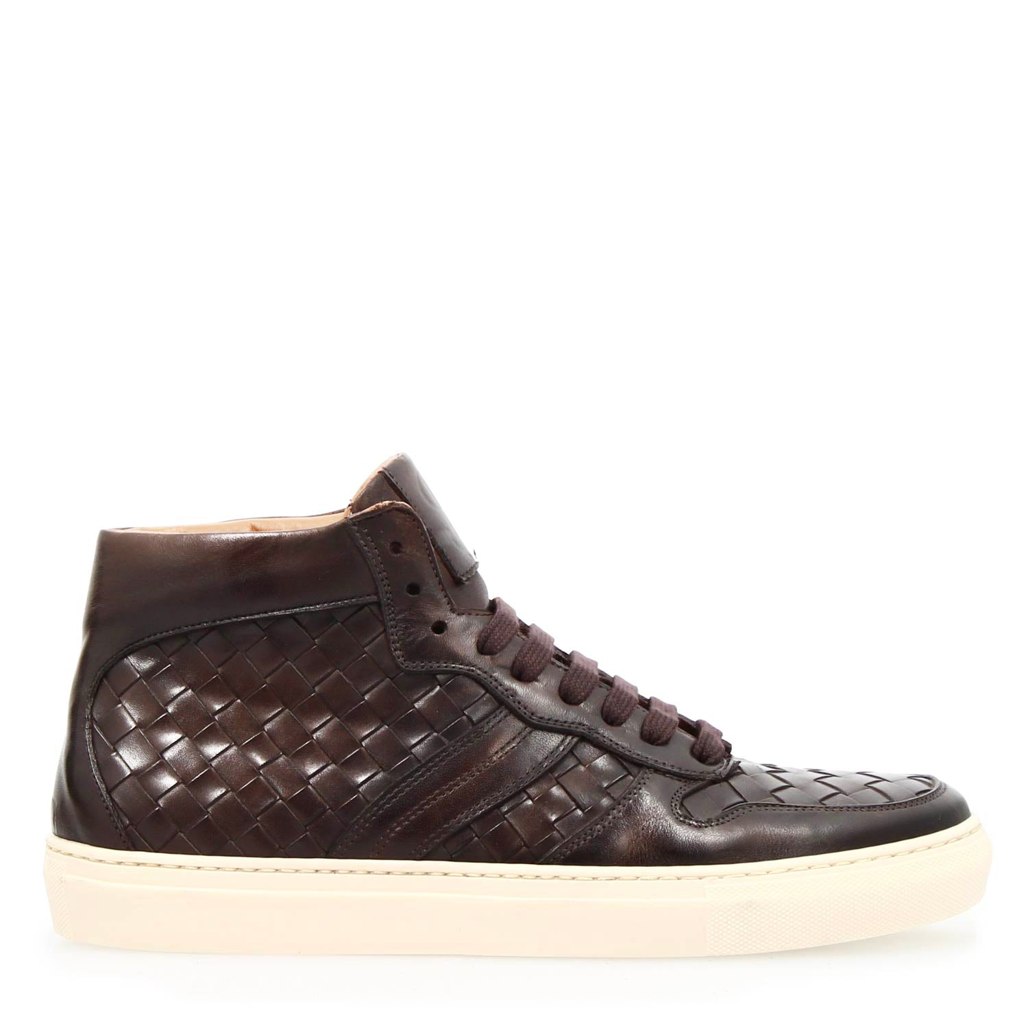 Leonardo Domizio sneakers alte uomo pelle marrone scuro