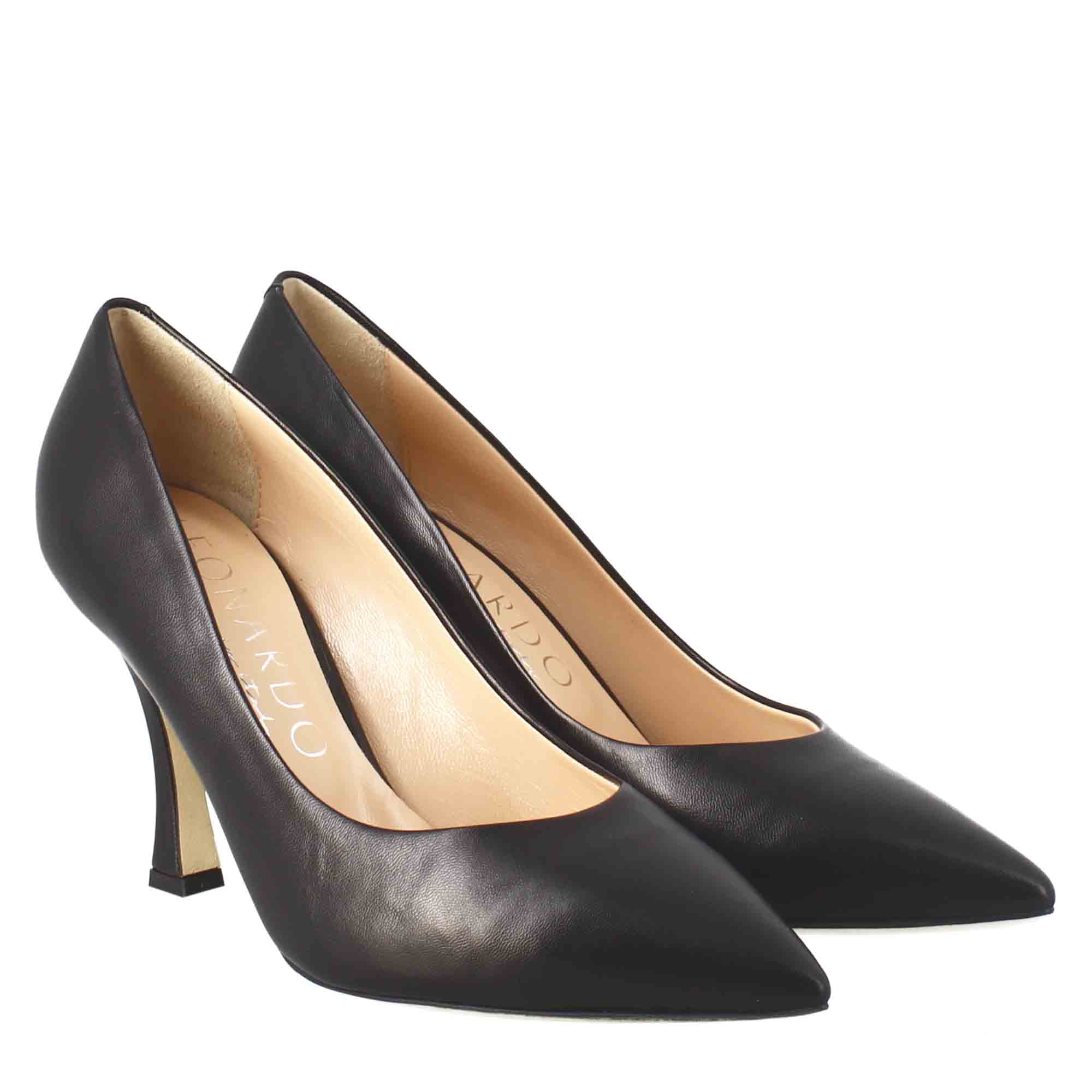 Leonardo BF-30 Décolleté Pelle Nero Tacco 9 cm