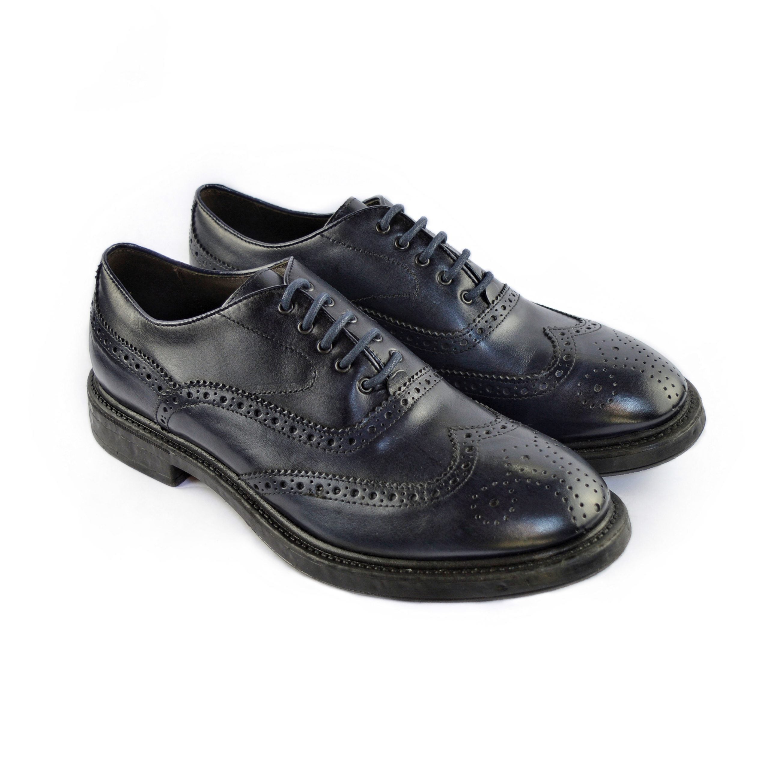 Ton Goût Blue Derby uomo pelle blu vitello