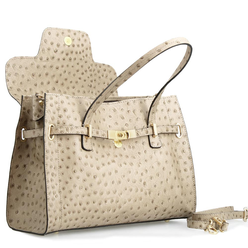 Leonardo Shoes Borse Donna Rosetta L pelle bianco stampa struzzo