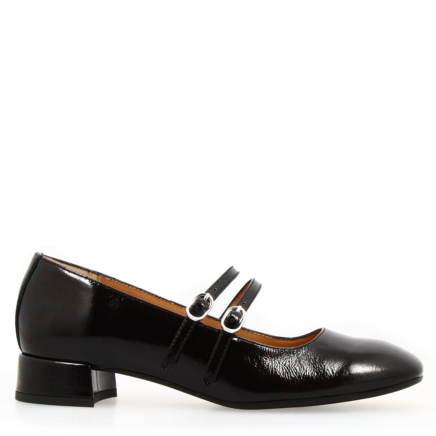 Leonardo Shoes Dalia mary jane pelle nera tacco 4 cm