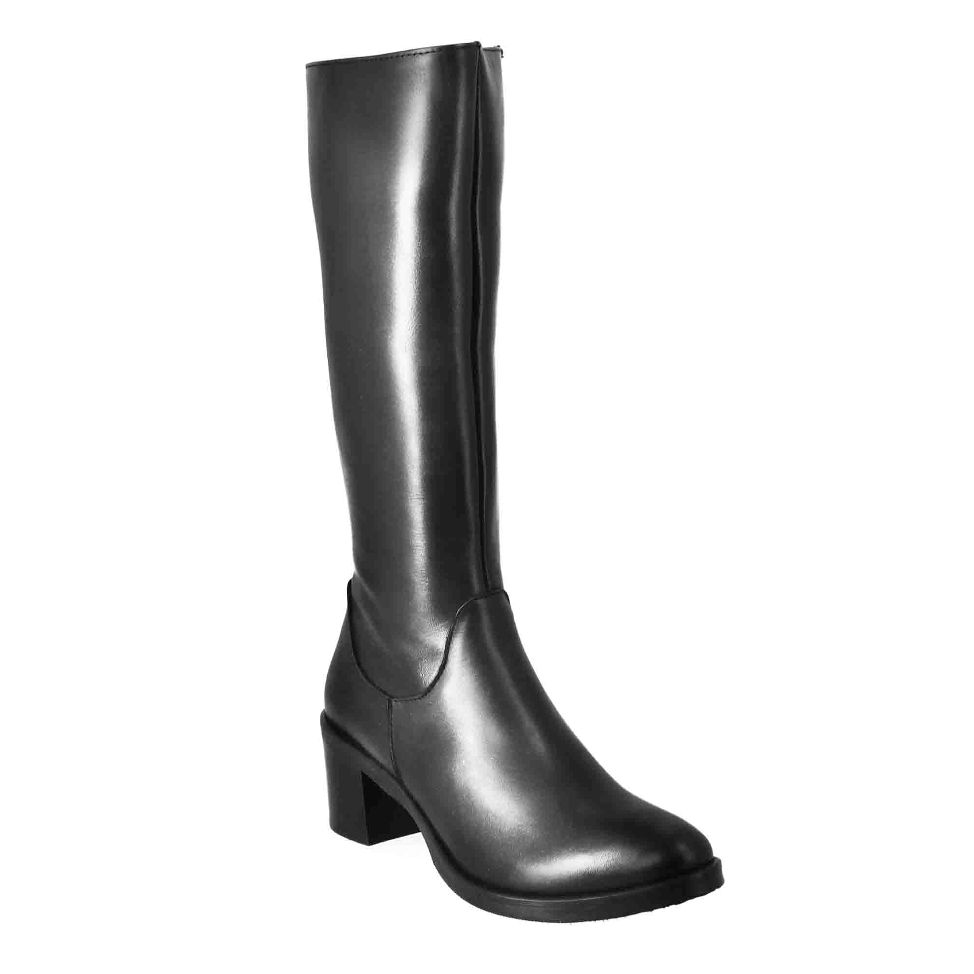 Leonardo Shoes Stivali Donna stivali nero pelle tacco 7 cm