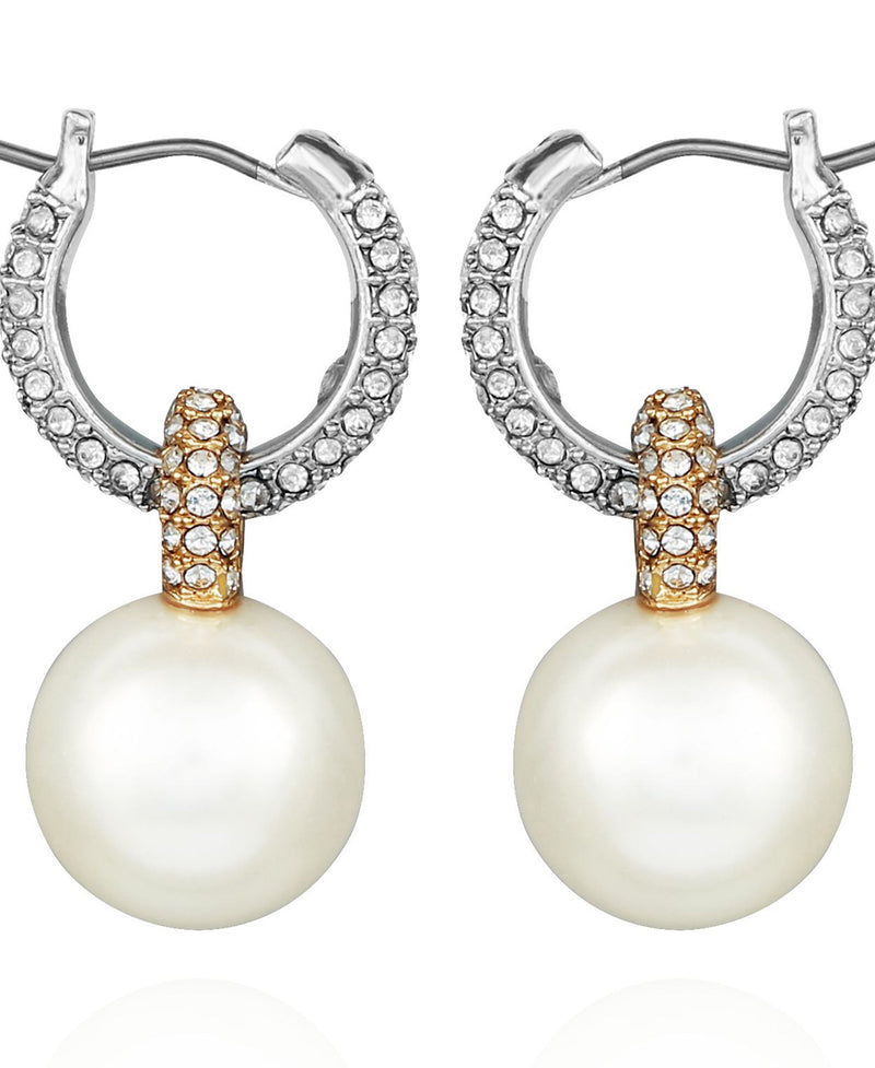 Vince Camuto Due Tono Perla Goccia orecchini a cerchio bicolore