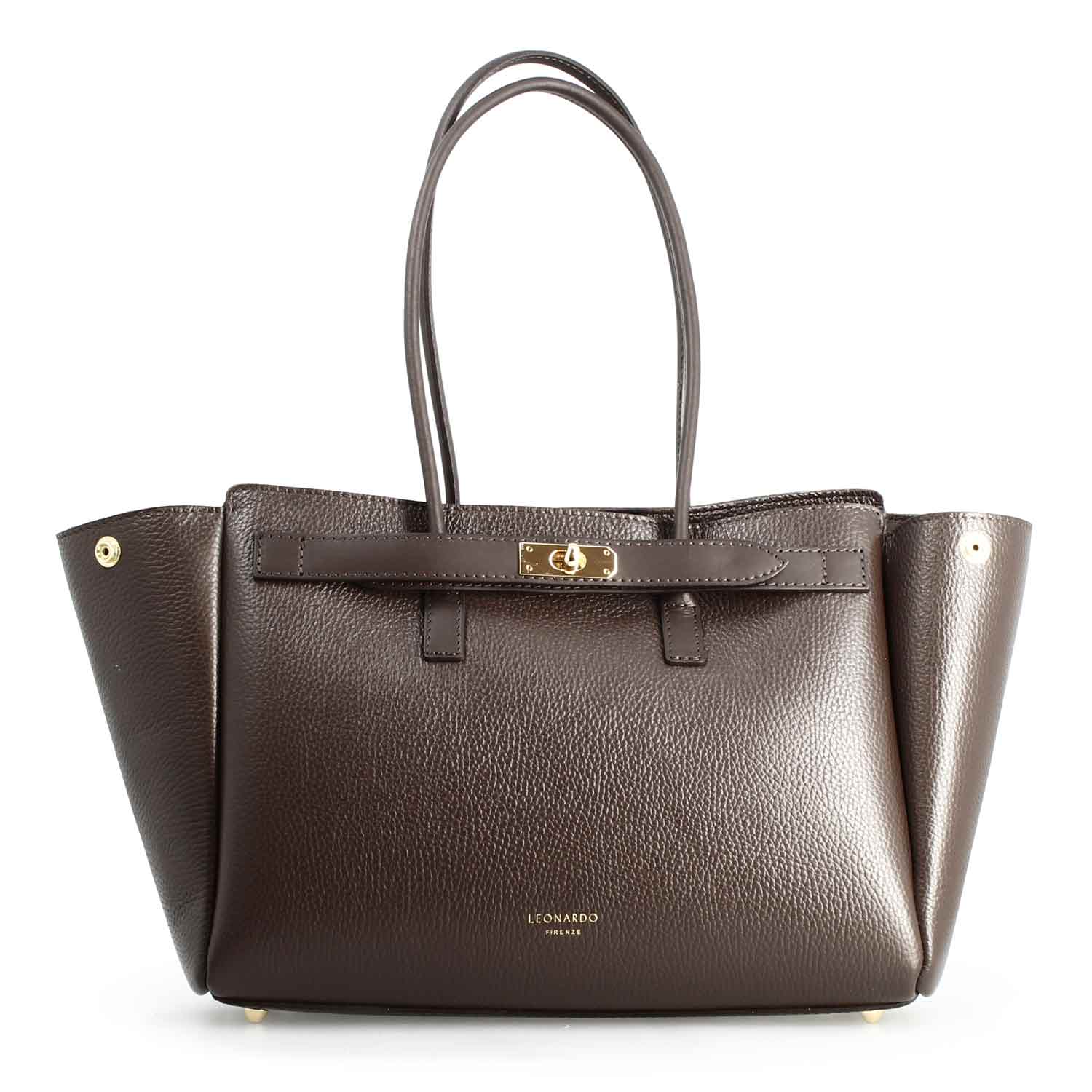 Leonardo Shoes Giulia borsa donna marrone scuro pelle spalla