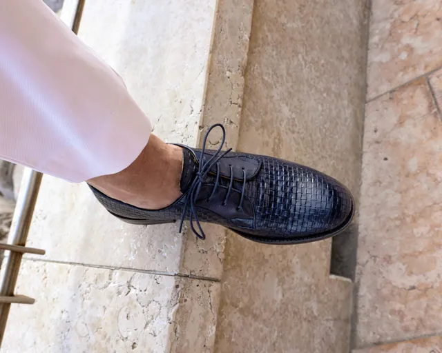 Ton Goût Tone derby uomo montone blu stampato