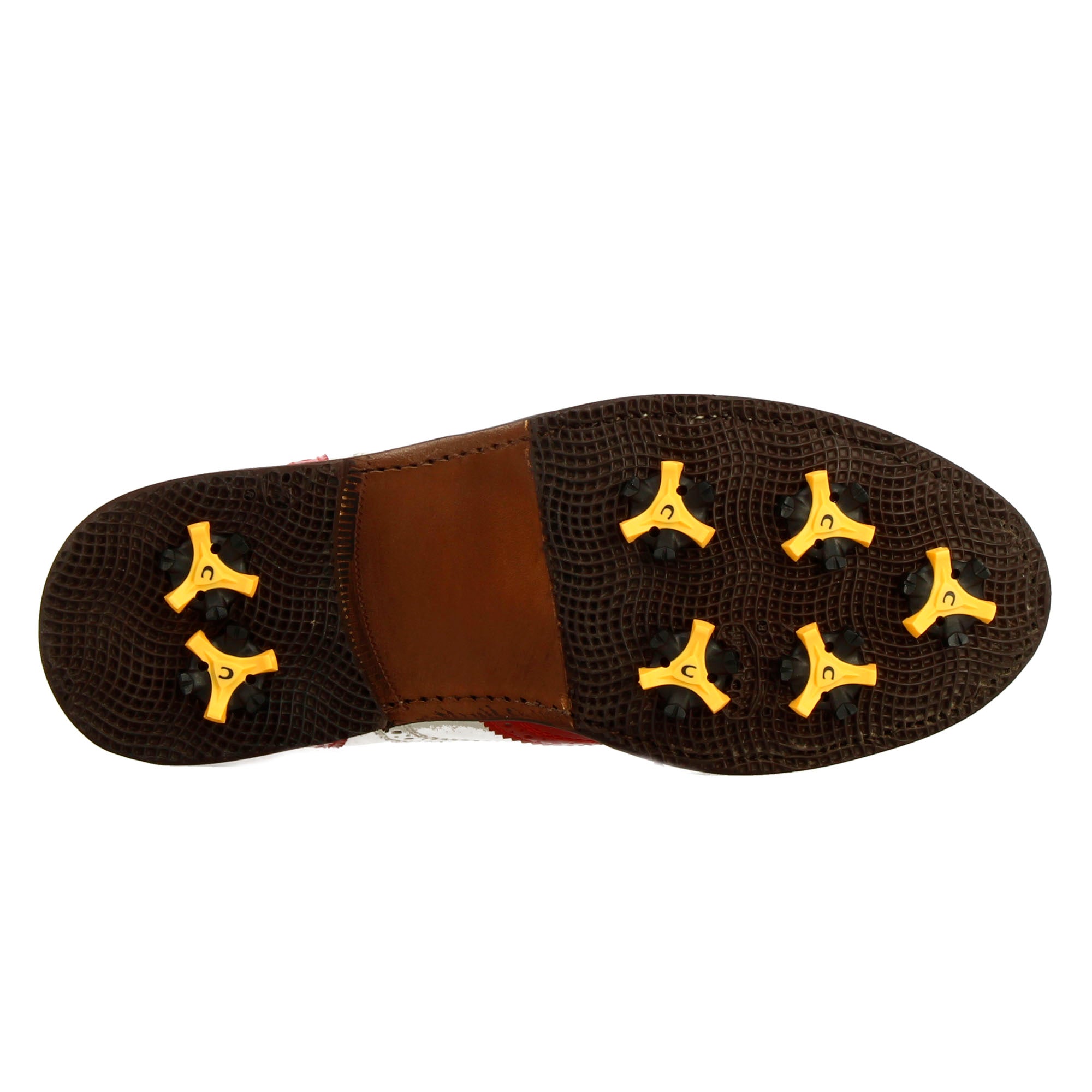 Leonardo Shoes Scarpe Golf Pelle Bianca Dettagli Rossi