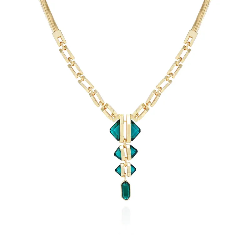 Vince Camuto collana pendente goccia zirconi blu oro