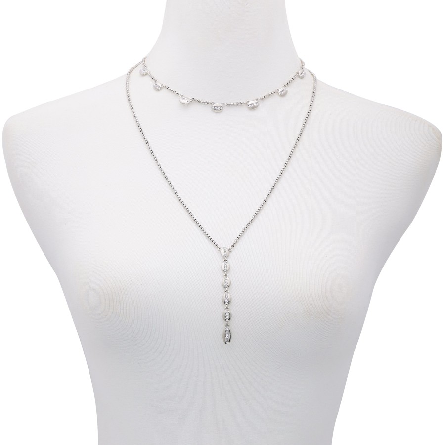 Vince Camuto Collana a strati cristallo argento