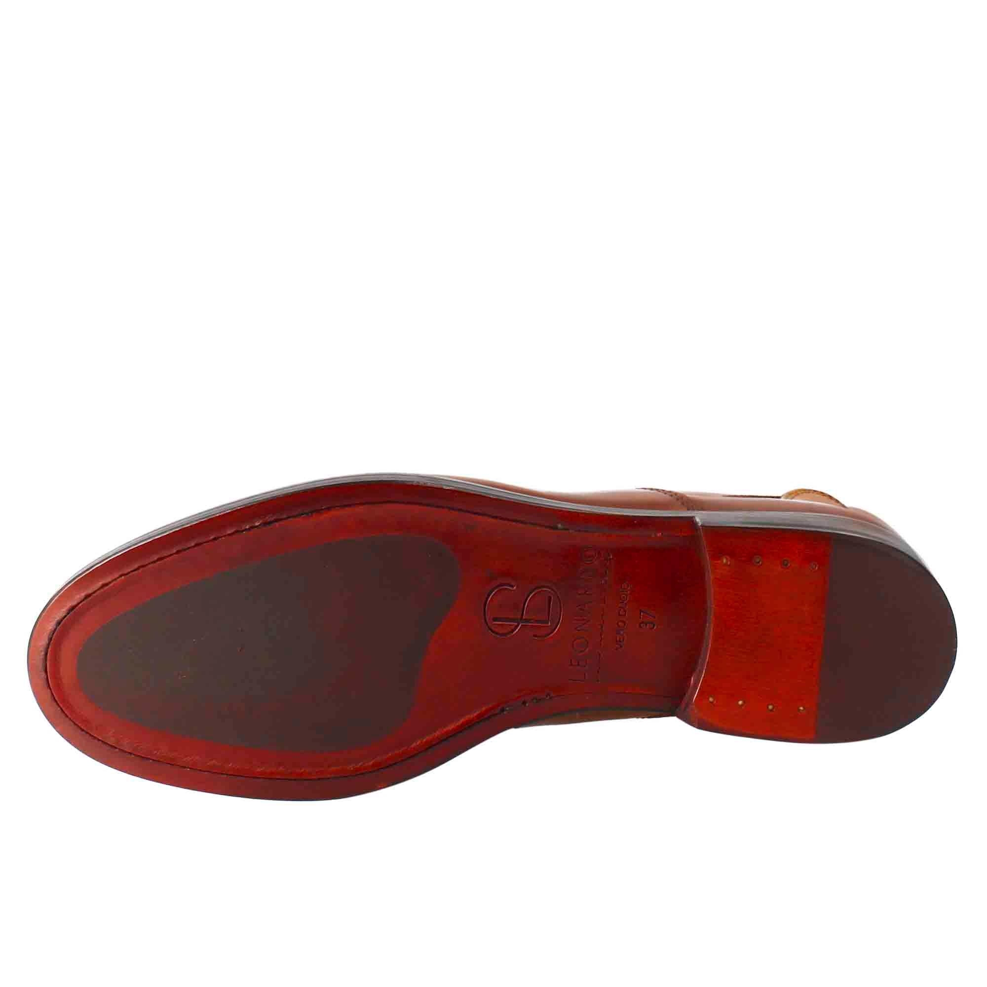 Leonardo Shoes Stivali Donna Chelsea pelle marrone chiaro
