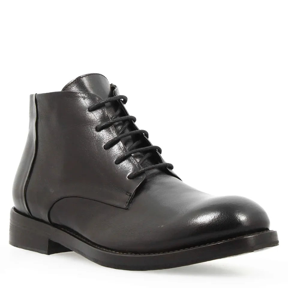 Leonardo Shoes Tronchetto Uomo Pelle Nero Vintage