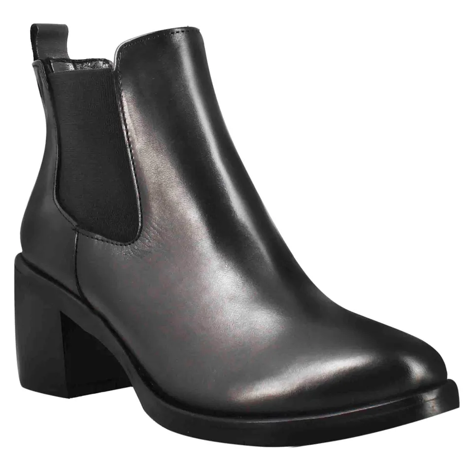 Leonardo Shoes Stivaletti donna chelsea pelle nero tacco 5 cm