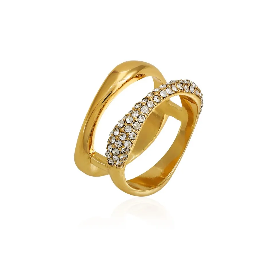 Vince Camuto anello doppia fascia oro cristallo misura 7