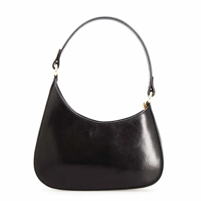 Leonardo Shoes Isotta M Borsa Mezzaluna Pelle Nero Cerniera