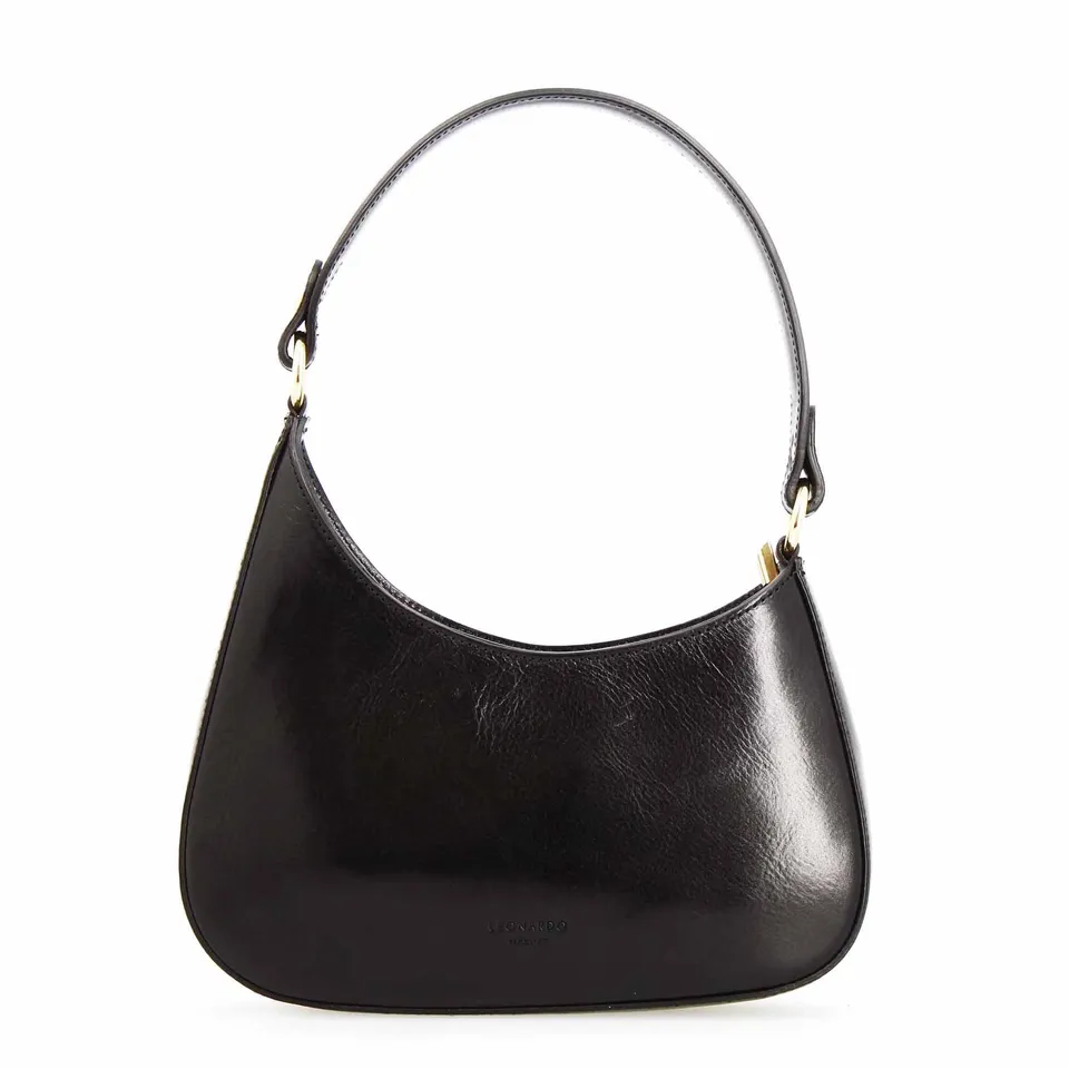 Leonardo Shoes Isotta M Borsa Mezzaluna Pelle Nero Cerniera