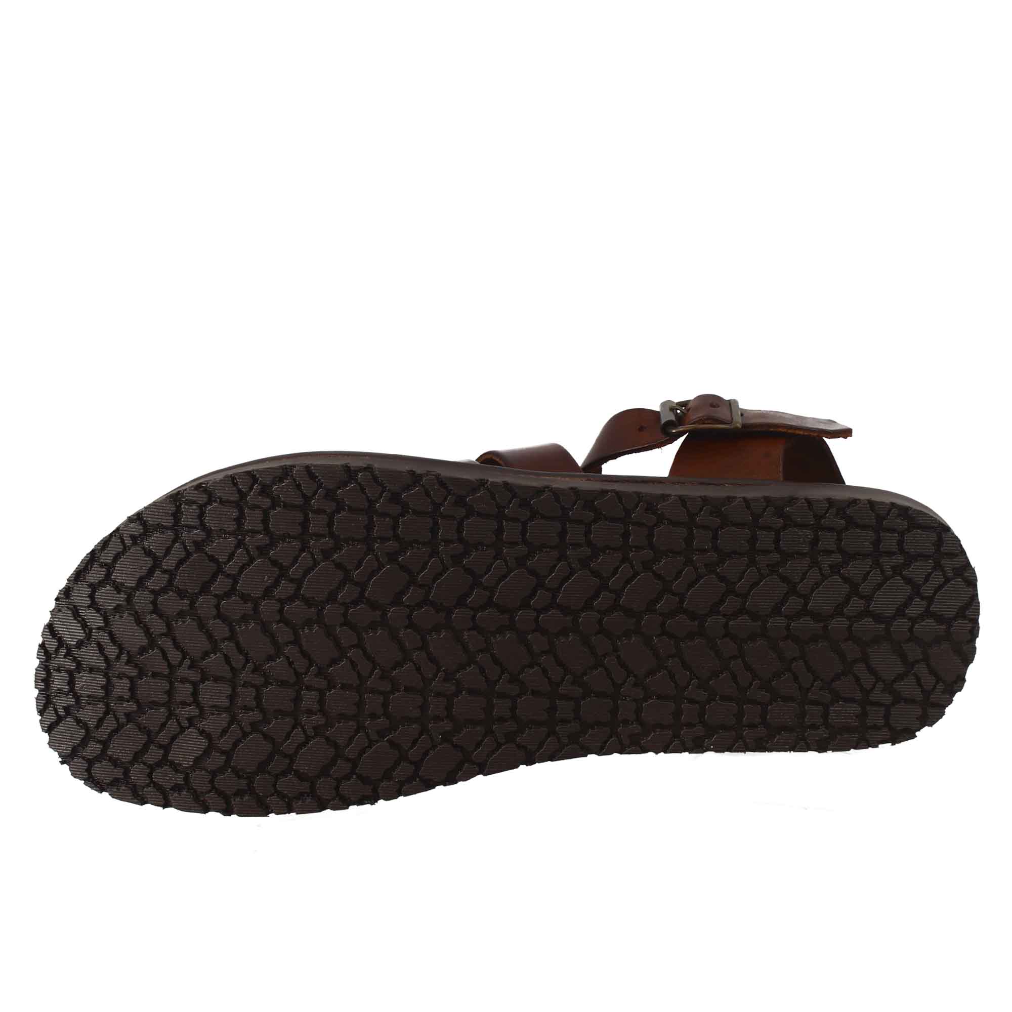 Leonardo Shoes Sandali Francescani Pelle Marrone Uomo