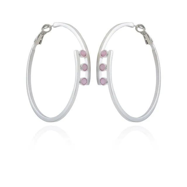 Vince Camuto Orecchini Cerchio Tre Cristalli Argento