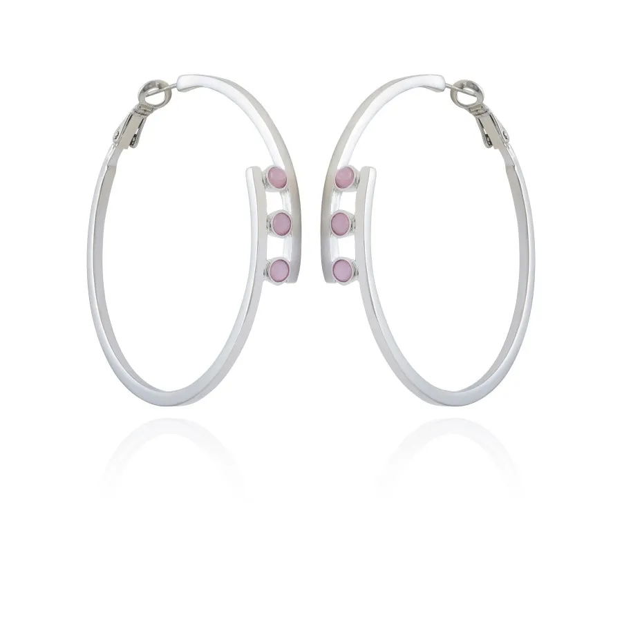 Vince Camuto Orecchini Cerchio Tre Cristalli Argento