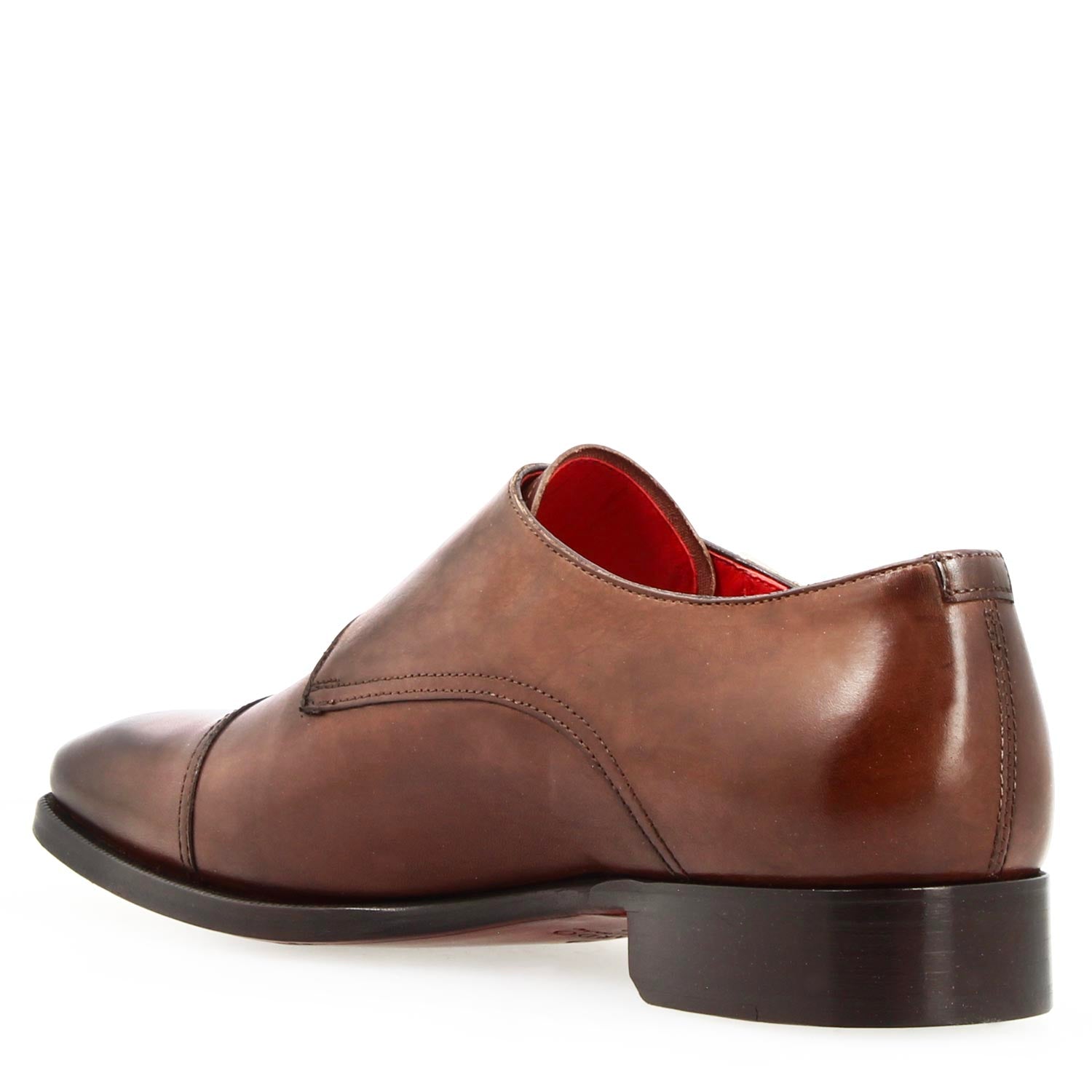 Leonardo Shoes Achille Marrone francesine uomo doppia fibbia