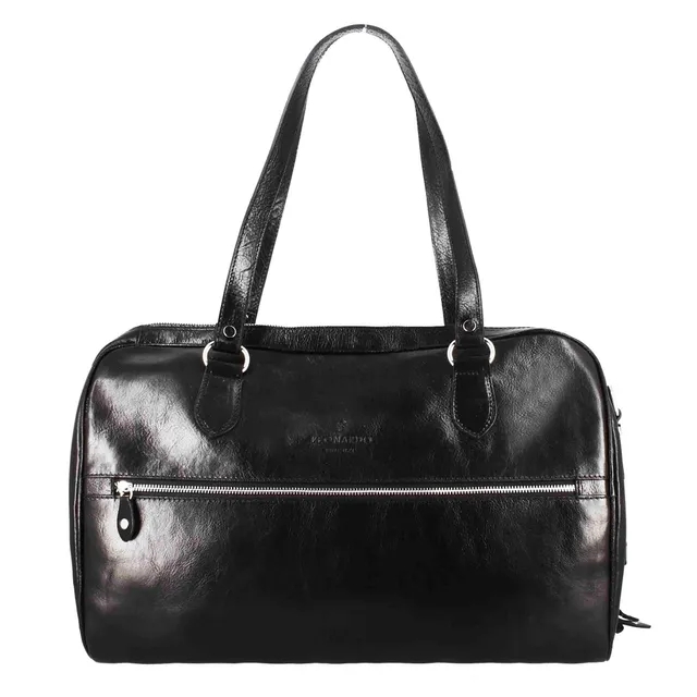 Leonardo Shoes Borse Uomo BF-20 borsone viaggio pelle nero