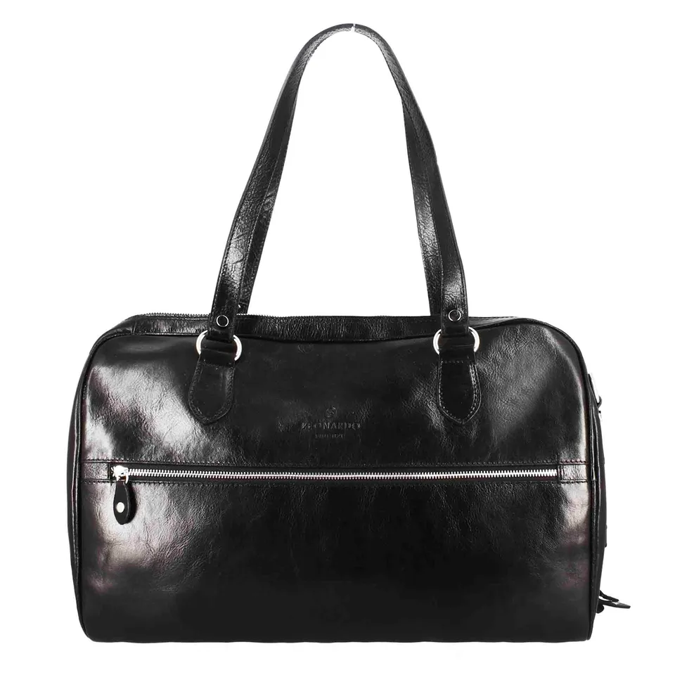 Leonardo Shoes Borse Uomo BF-20 borsone viaggio pelle nero