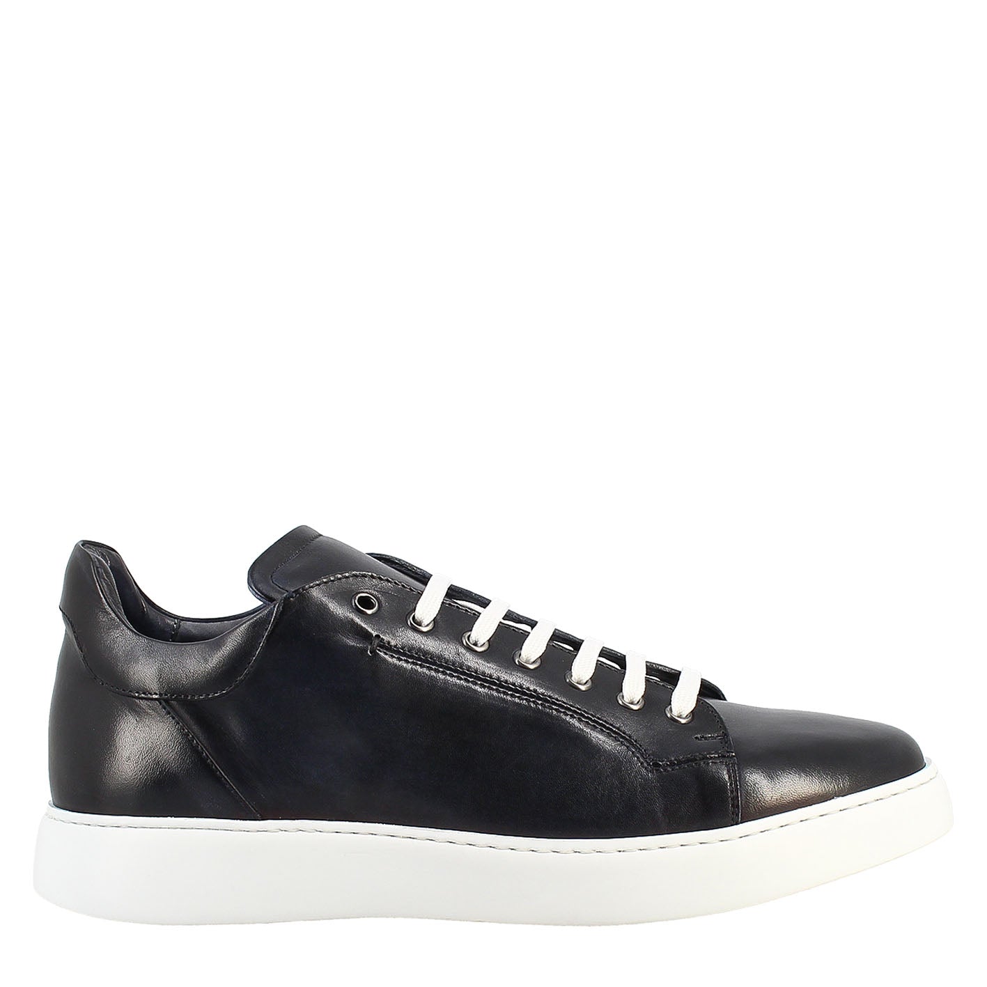 Leonardo Shoes Sneakers Uomo scarpe blu pelle liscia