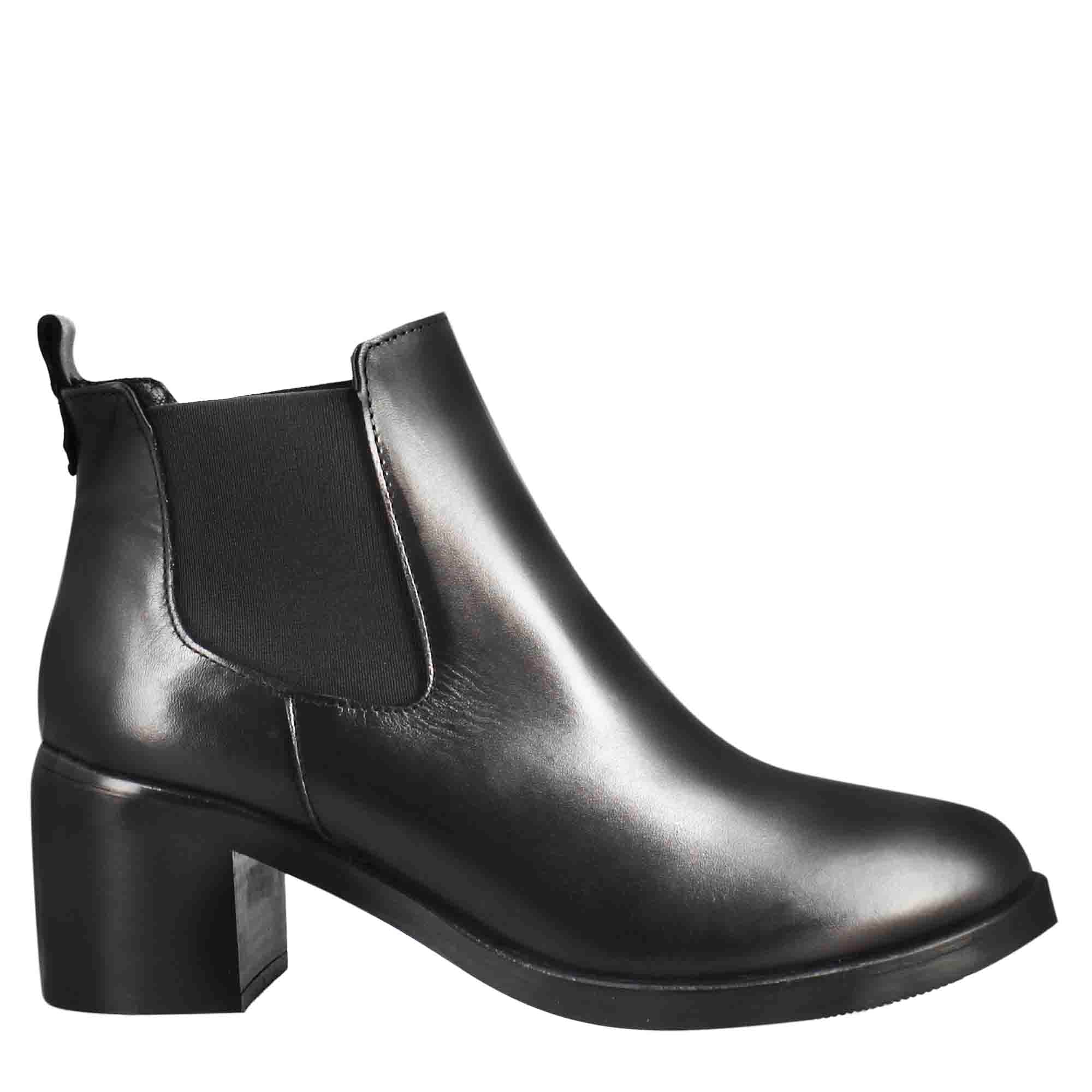 Leonardo Shoes Stivaletti donna chelsea pelle nero tacco 5 cm