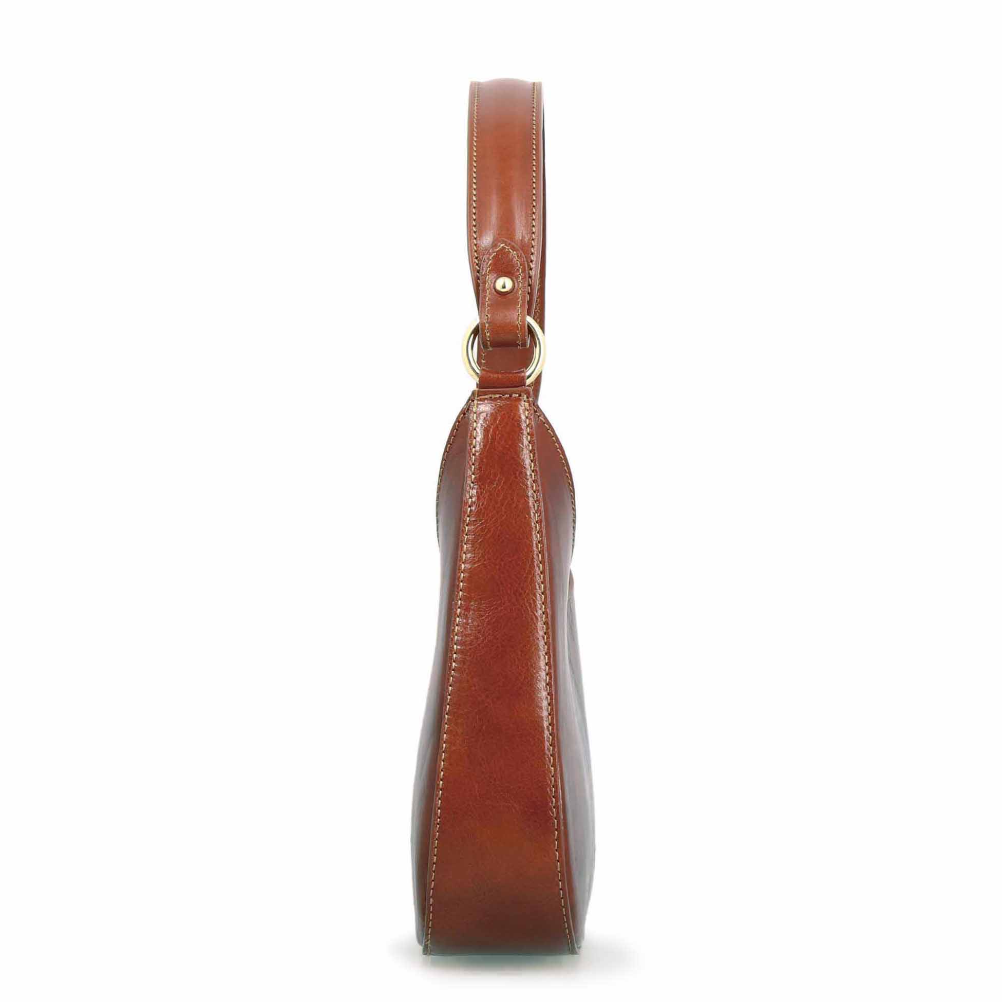 Leonardo Shoes Isotta M Borsa Donna Pelle Marrone Mezzaluna