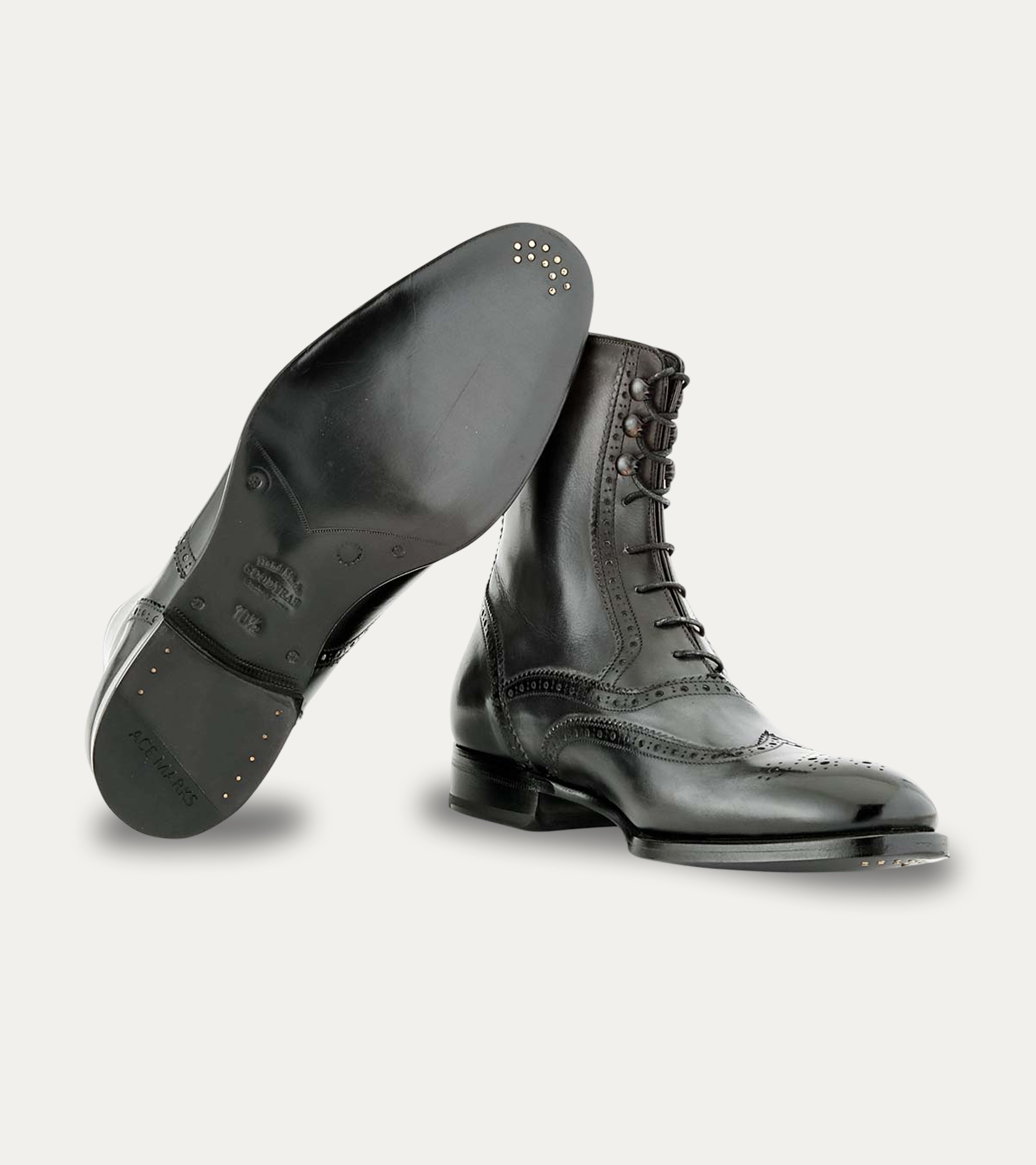 Ace Marks Fin Grey Signature Stivali Combat Grigi Pelle