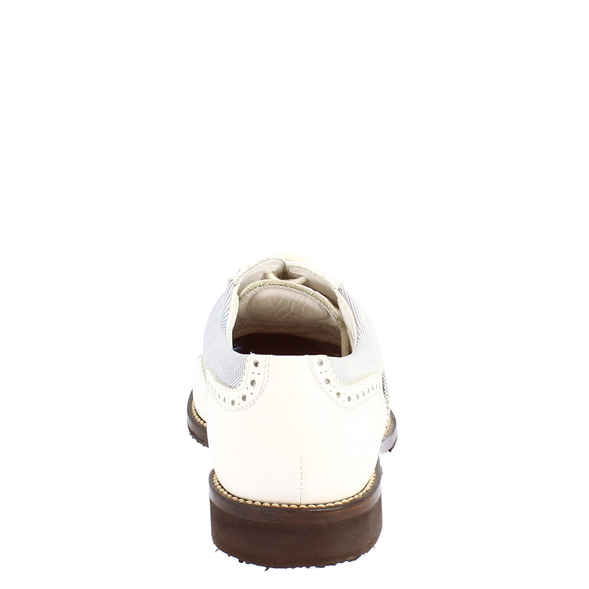 Leonardo Shoes Scarpe Golf Pelle Bianca Tacchetti