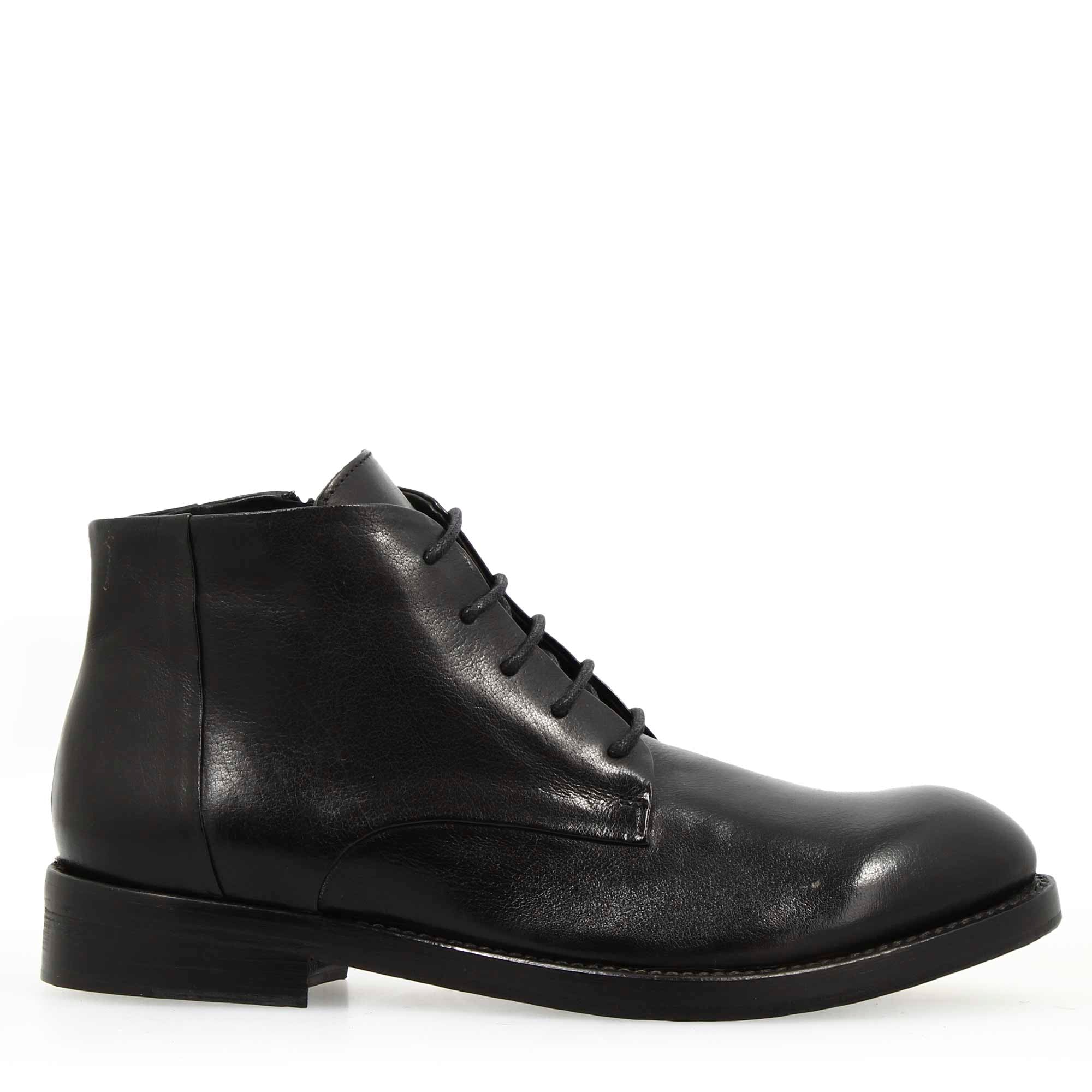 Leonardo Shoes Tronchetto Uomo Pelle Nero Vintage