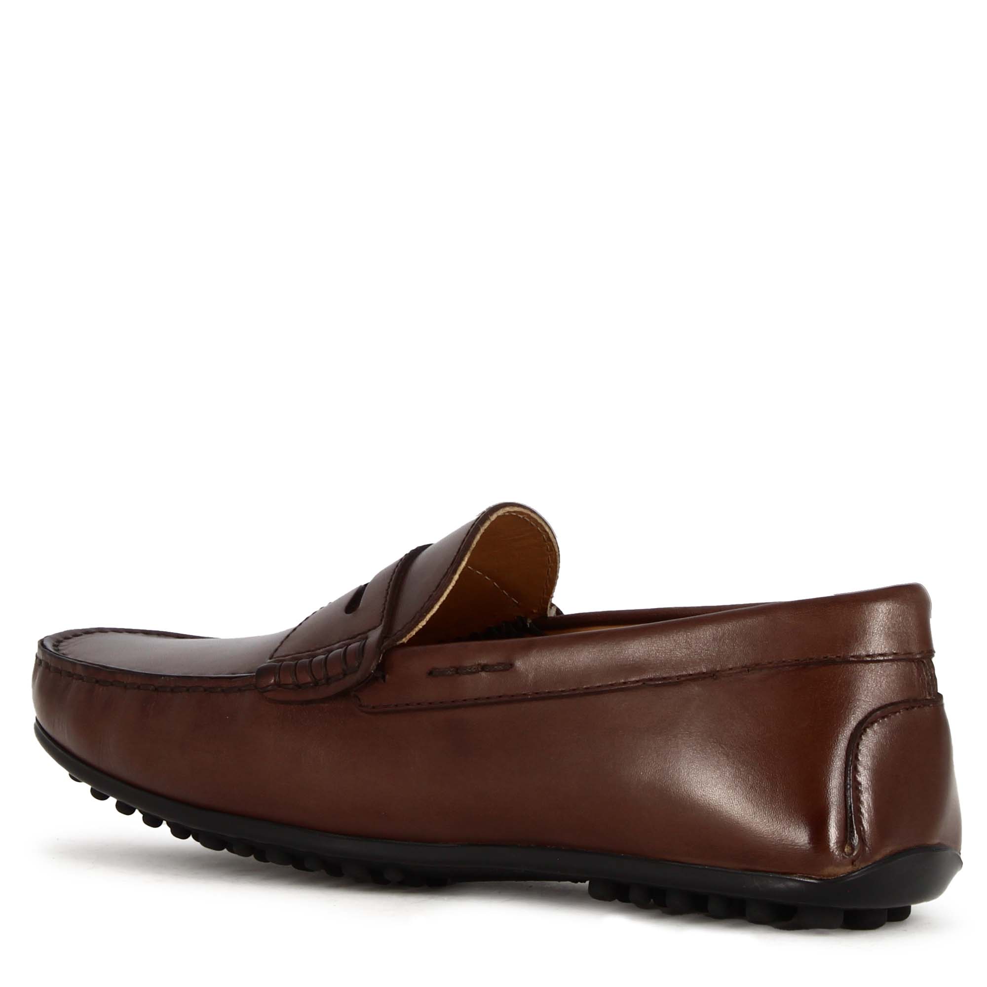 Leonardo Shoes Mocassino Barca Uomo Pelle Marrone Scuro