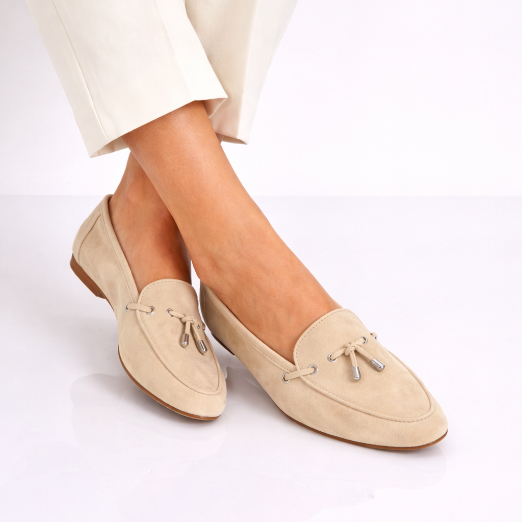 Leonardo Shoes Arsilia mocassini donna camoscio beige sfoderati